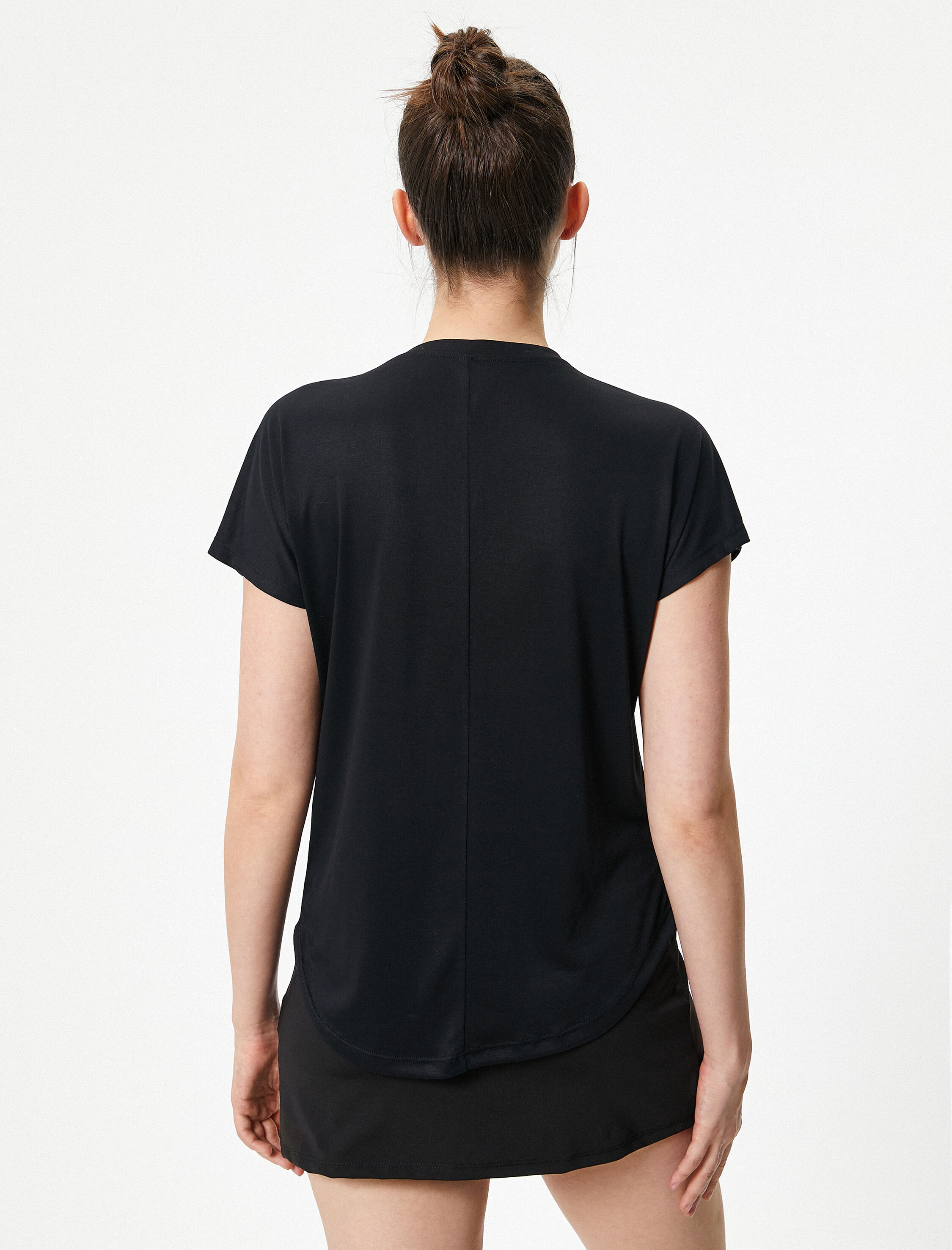   Modal Kumaş Spor Tişört Baskılı Kısa Kollu Bisiklet Yaka Rahat Kalıp