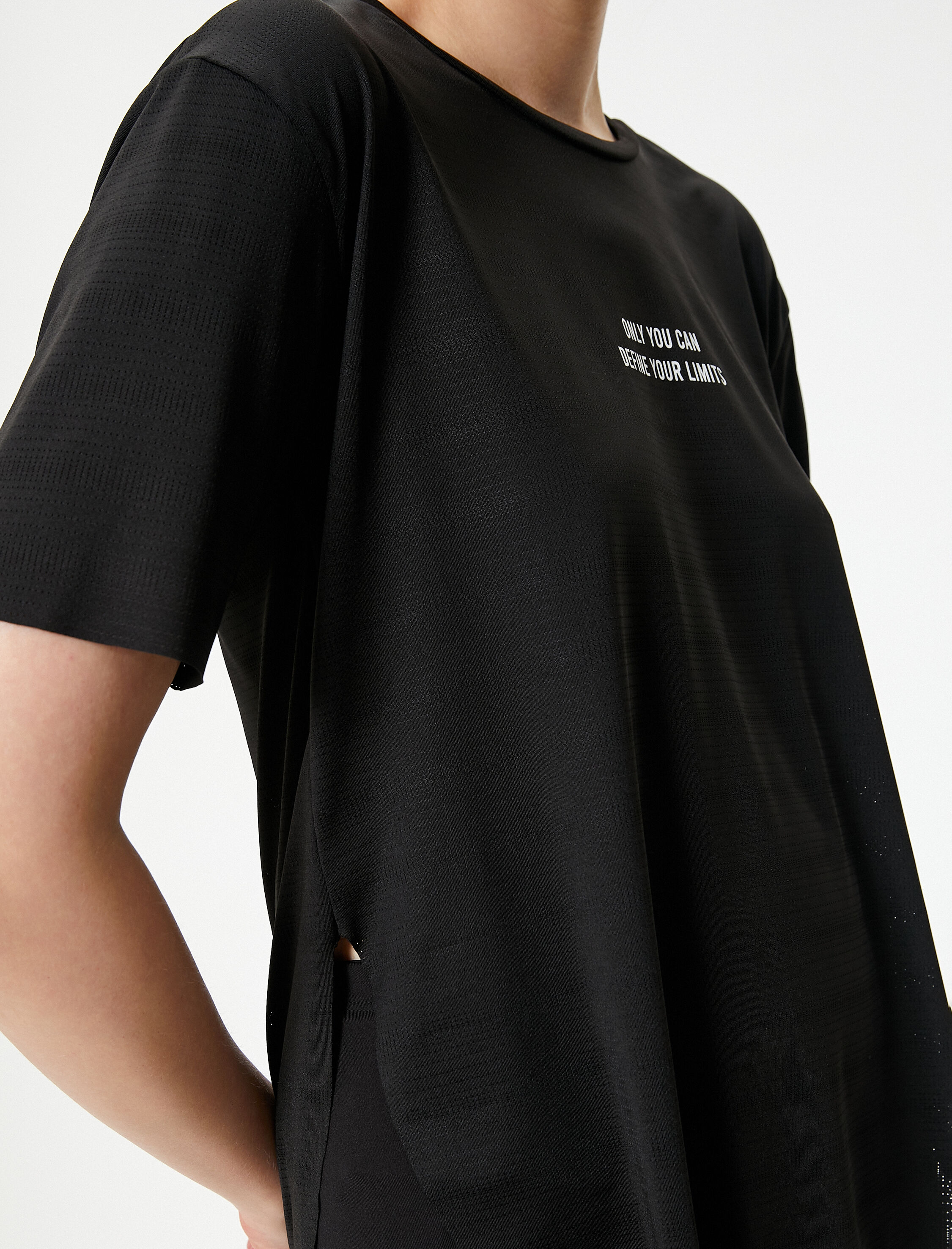   Spor Tişört Nefes Alabilir Dokulu Rahat Kalıp Kısa Kollu Bisiklet Yaka Baskılı