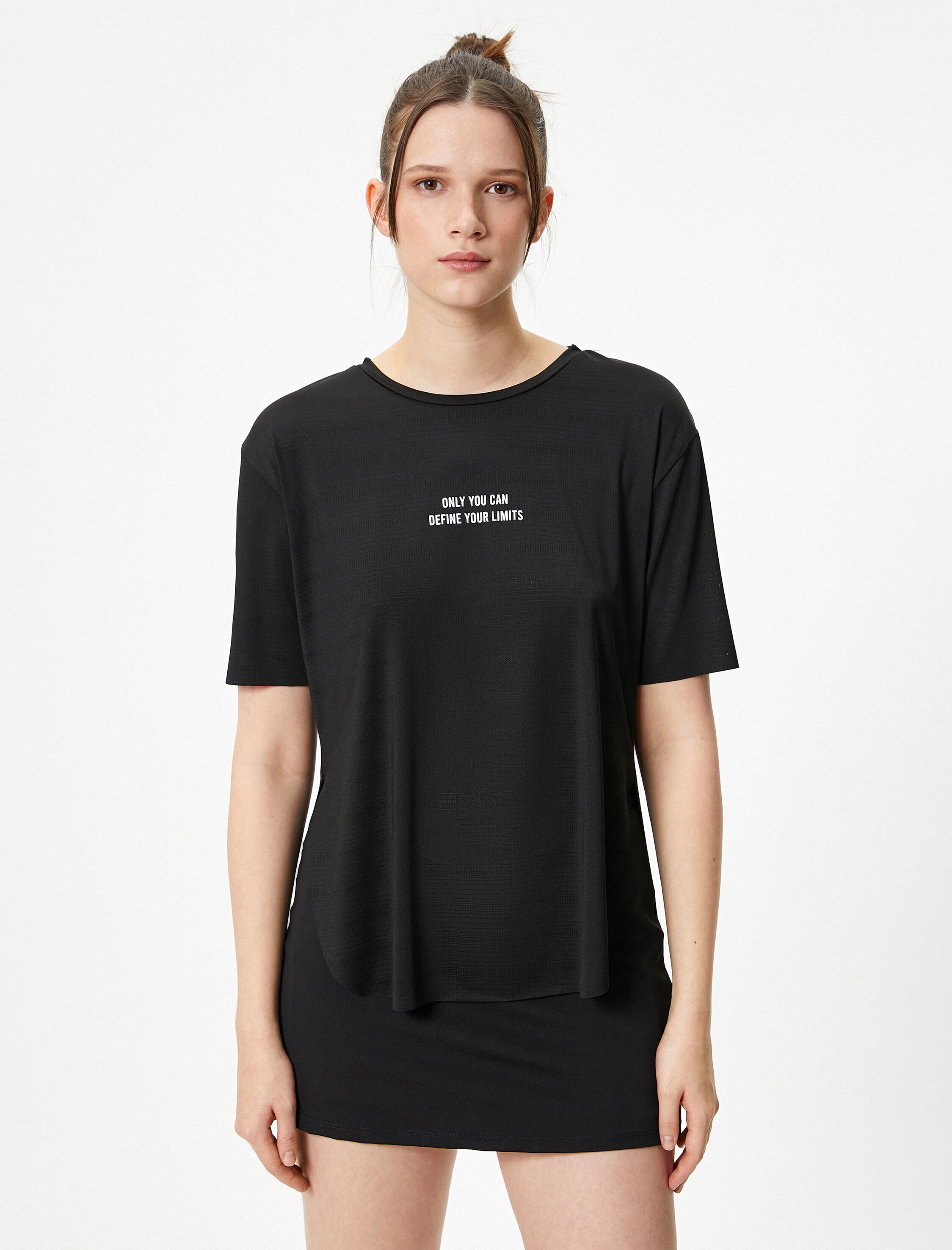   Spor Tişört Nefes Alabilir Dokulu Rahat Kalıp Kısa Kollu Bisiklet Yaka Baskılı