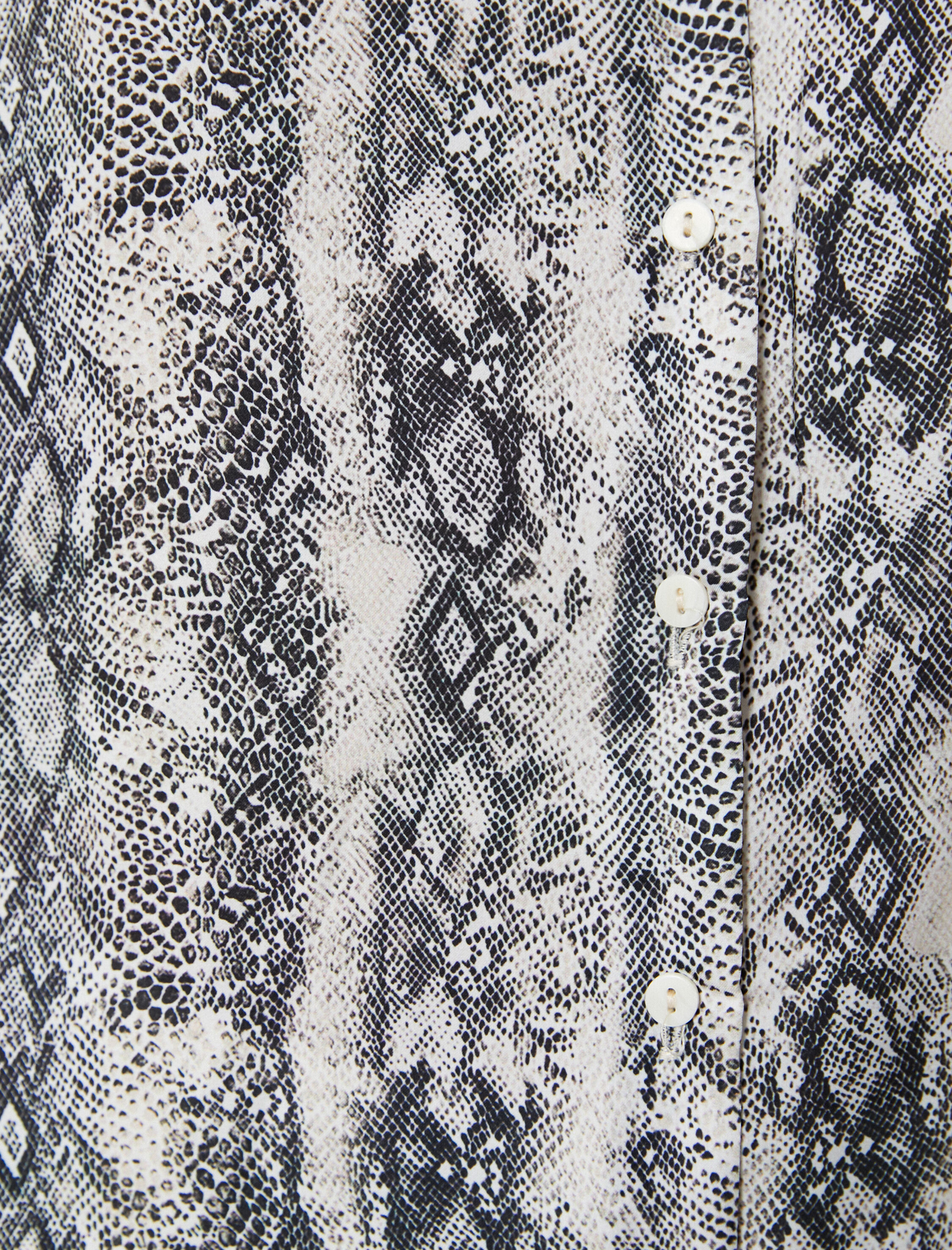   Yılan Derisi Desenli Gömlek Uzun Kollu Klasik Yaka