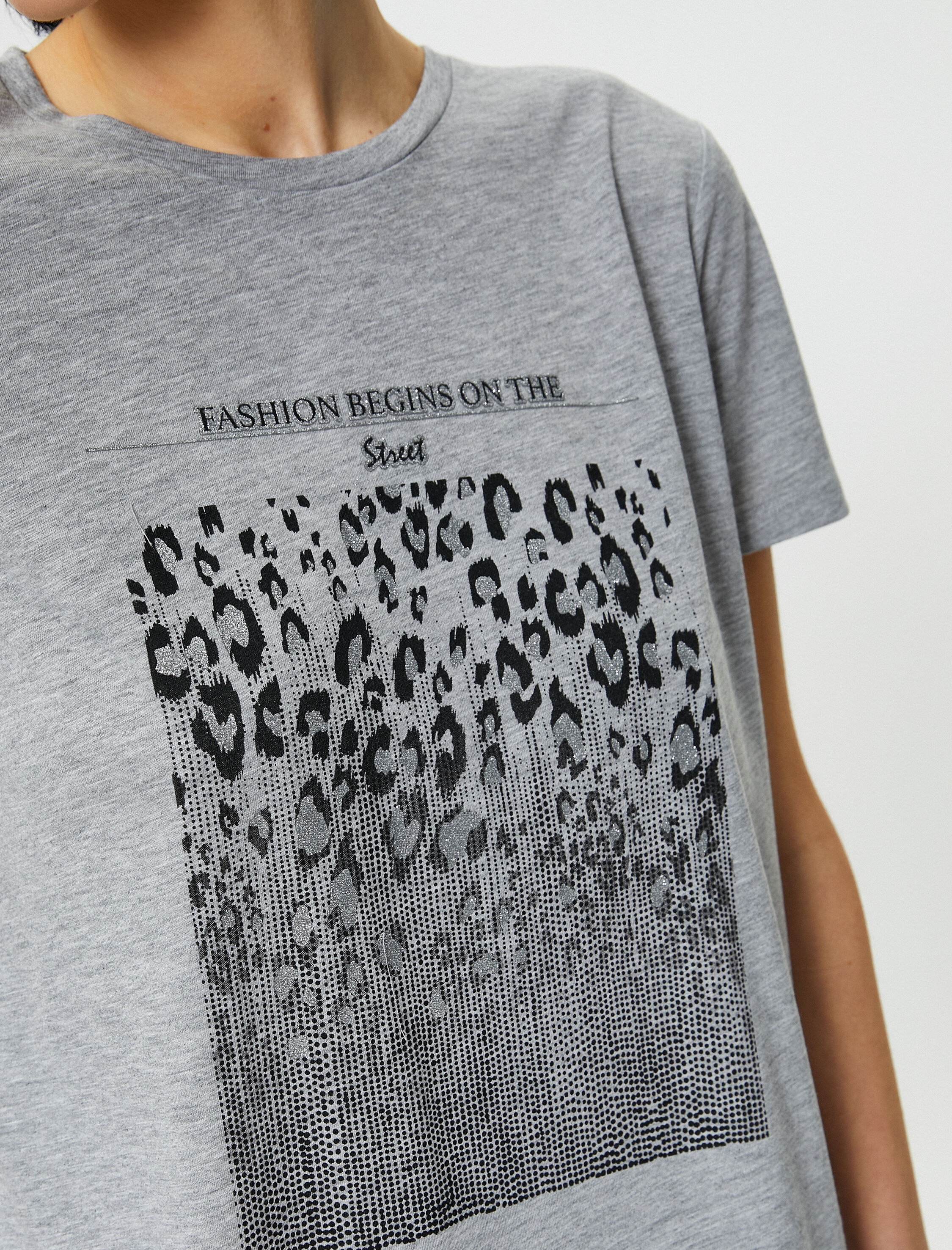   Slogan Baskılı Tişört Bisiklet Yaka Kısa Kollu