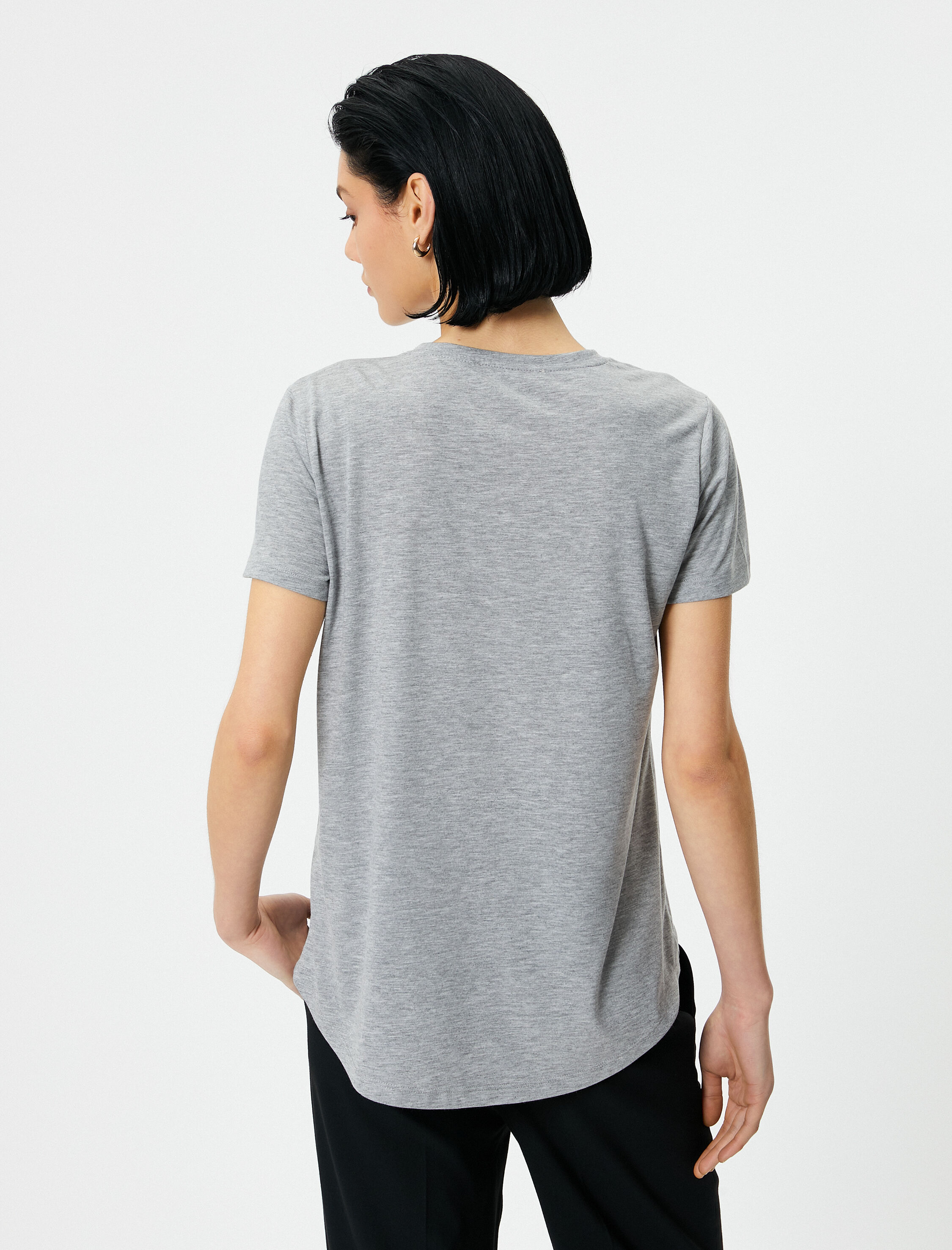   Slogan Baskılı Tişört Bisiklet Yaka Kısa Kollu