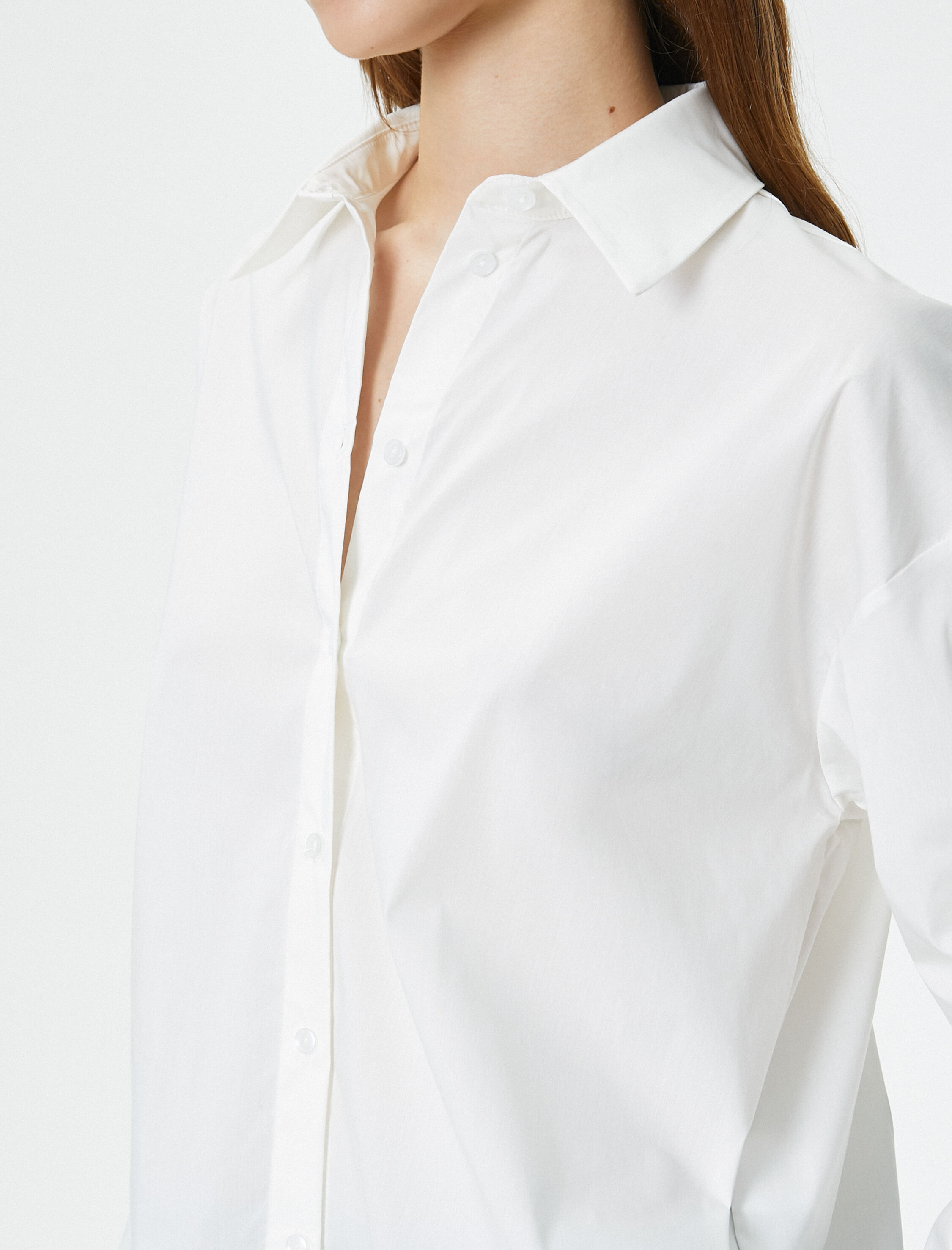   Uzun Kollu Gömlek Düğmeli Rahat Kesim