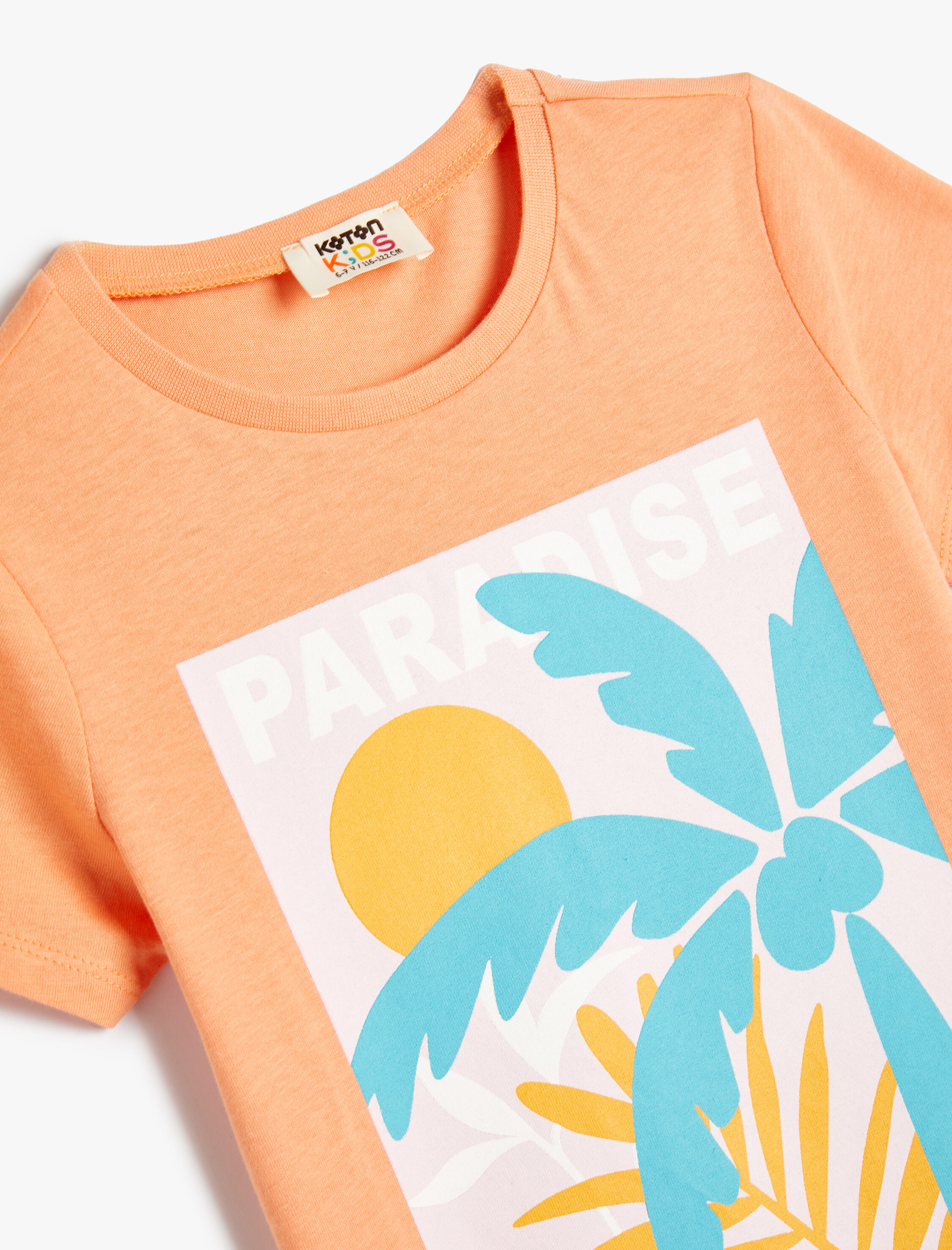  Kız Çocuk Tişört Yaz Temalı Kısa Kollu Bisiklet Yaka Pamuklu