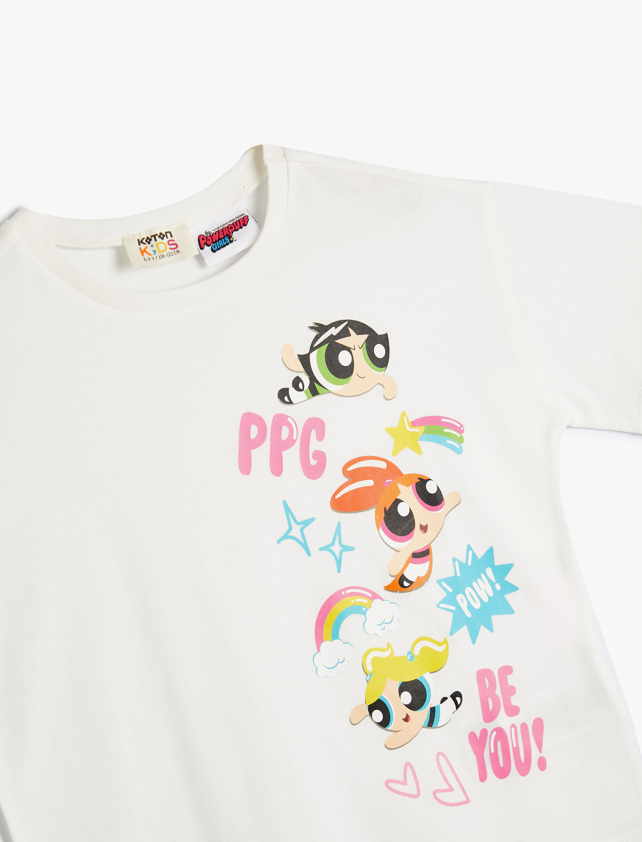  Kız Çocuk Powerpuff Girls Tişört Lisanslı Kısa Kollu Bisiklet Yaka Pamuklu