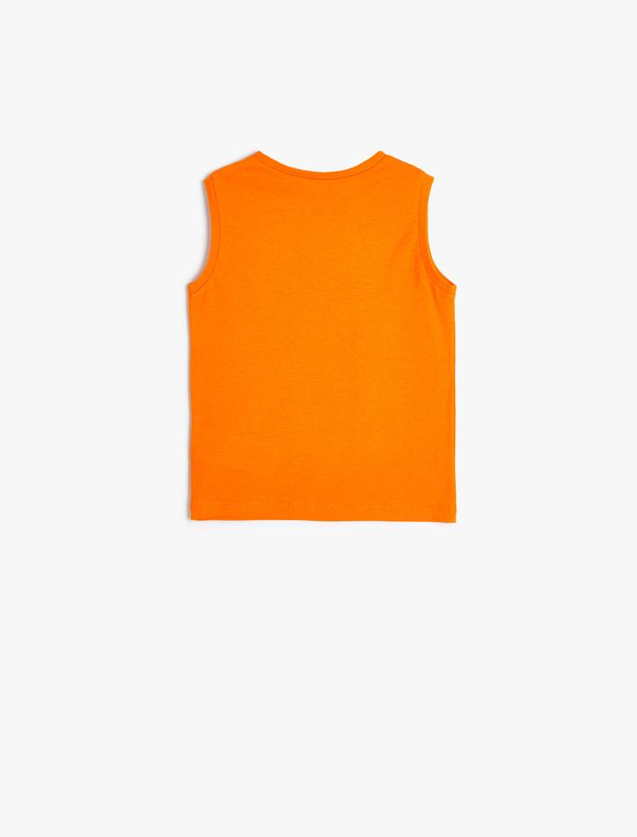 Erkek Bebek Atlet Kolsuz Kaplan Baskılı Pamuklu