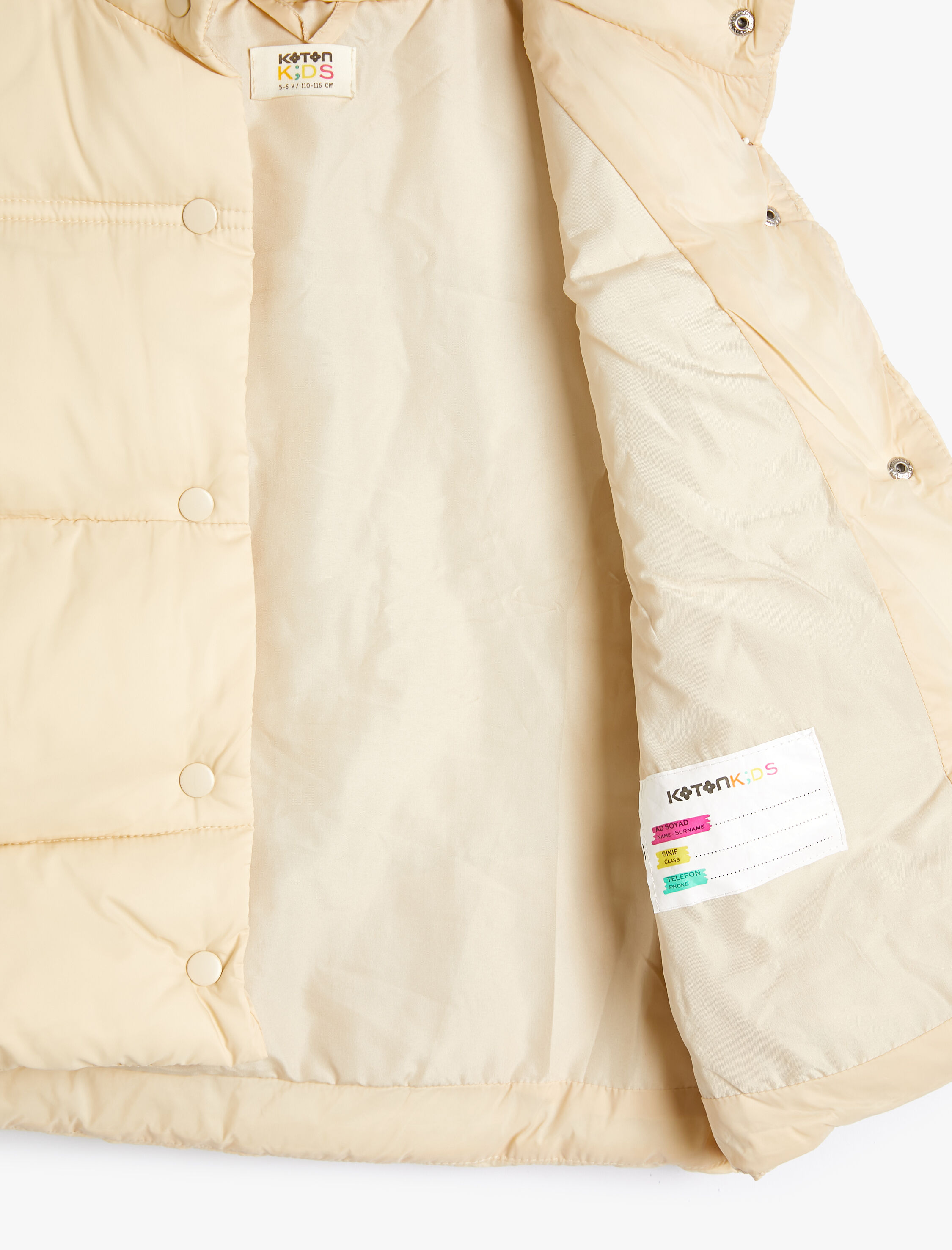  Kız Çocuk Şişme Yelek Dik Yaka Cep Detaylı Çıtçıt Kapamalı