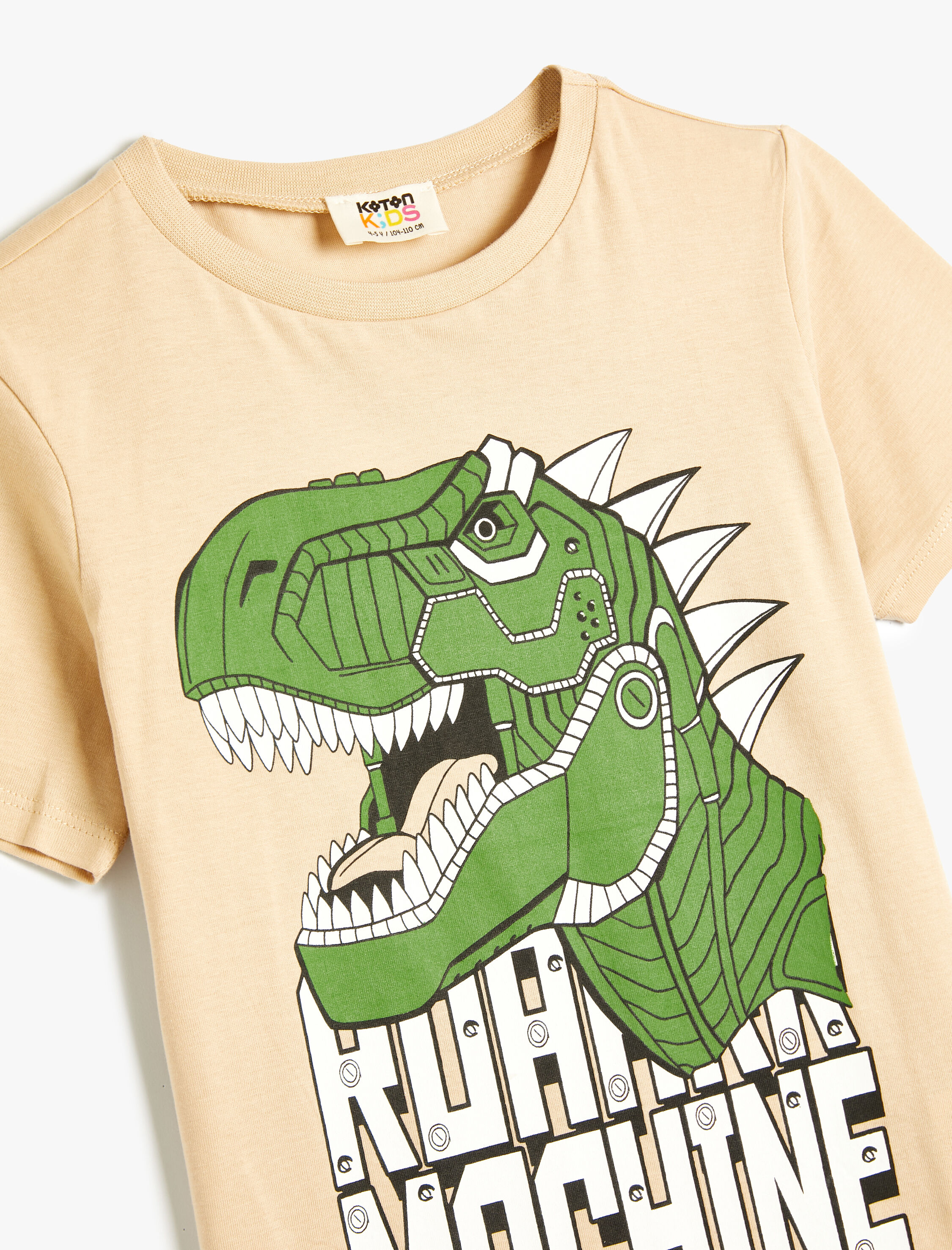  Erkek Çocuk Tişört Kısa Kollu Dinozor Baskılı Bisiklet Yaka Pamuklu