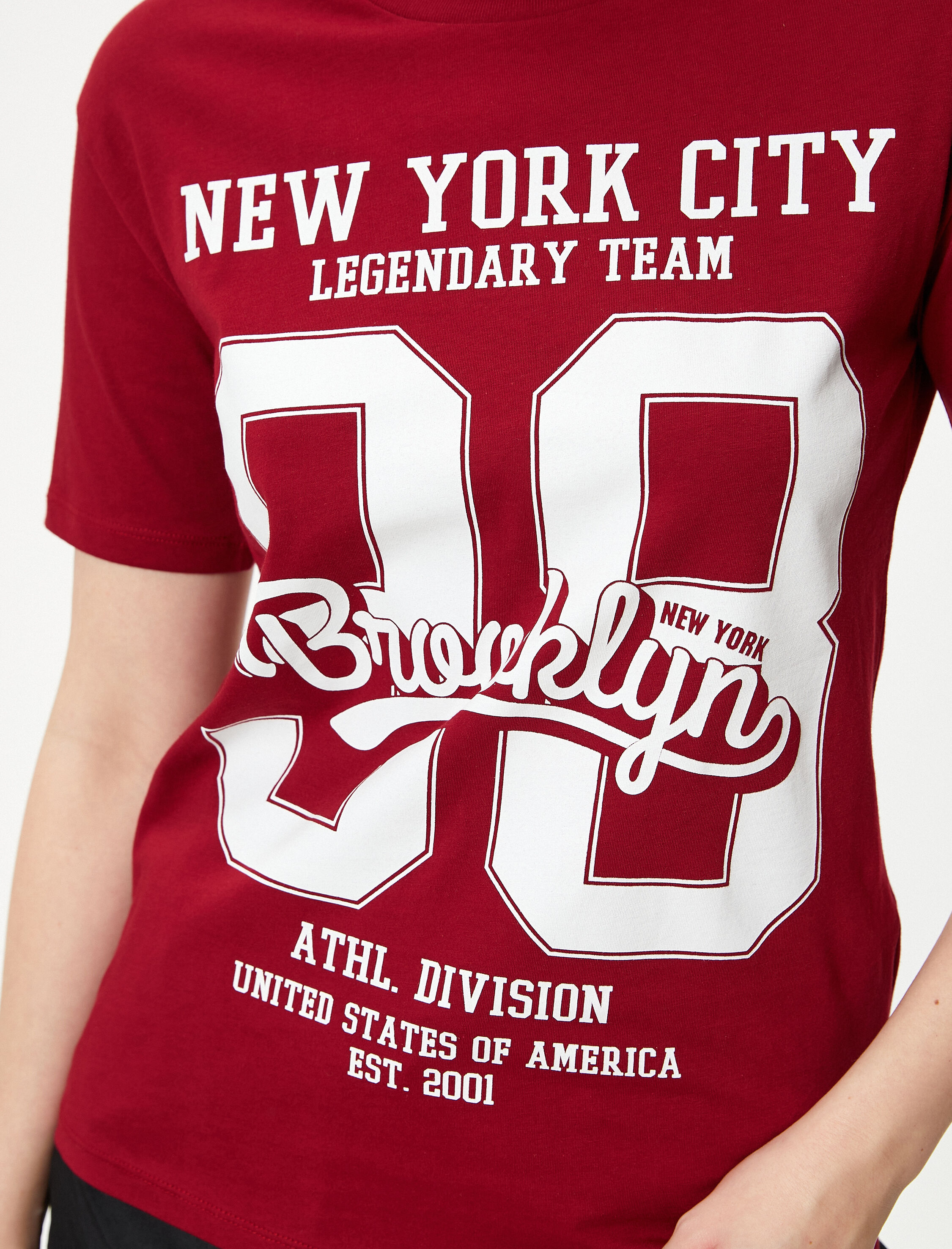   Baskılı Tişört Pamuklu Kısa Kollu Bisiklet Yaka