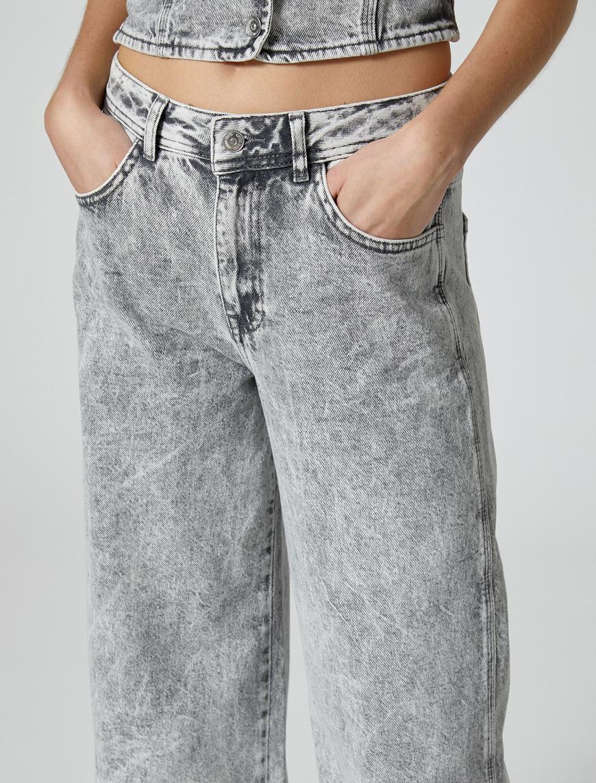   Bol Paça Kot Pantolon Normal Bel Cepli Pamuklu - Bianca Jeans
