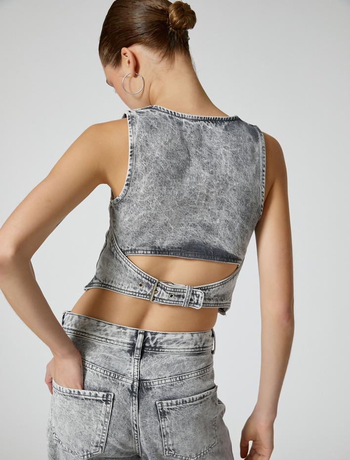  Kot Yelek V Yaka Düğmeli Rahat Kalıp Pamuklu