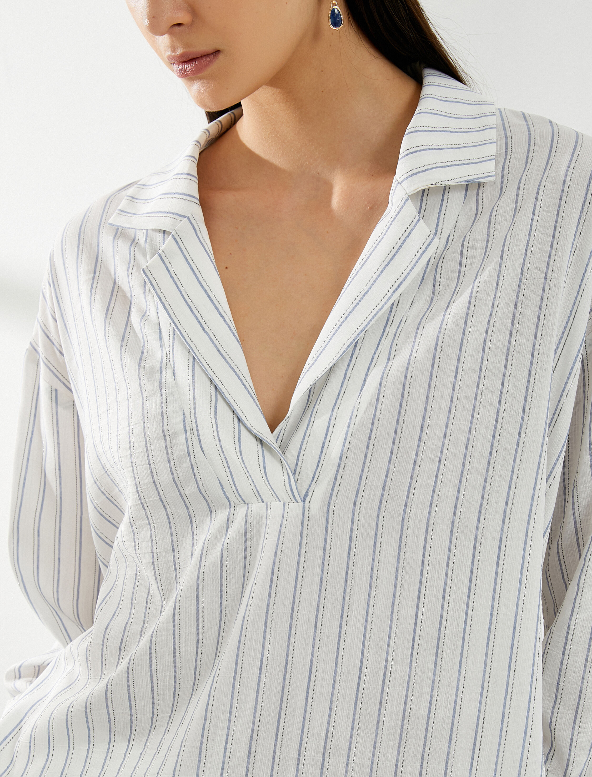   Uzun Kollu Bluz V Yaka Viskon