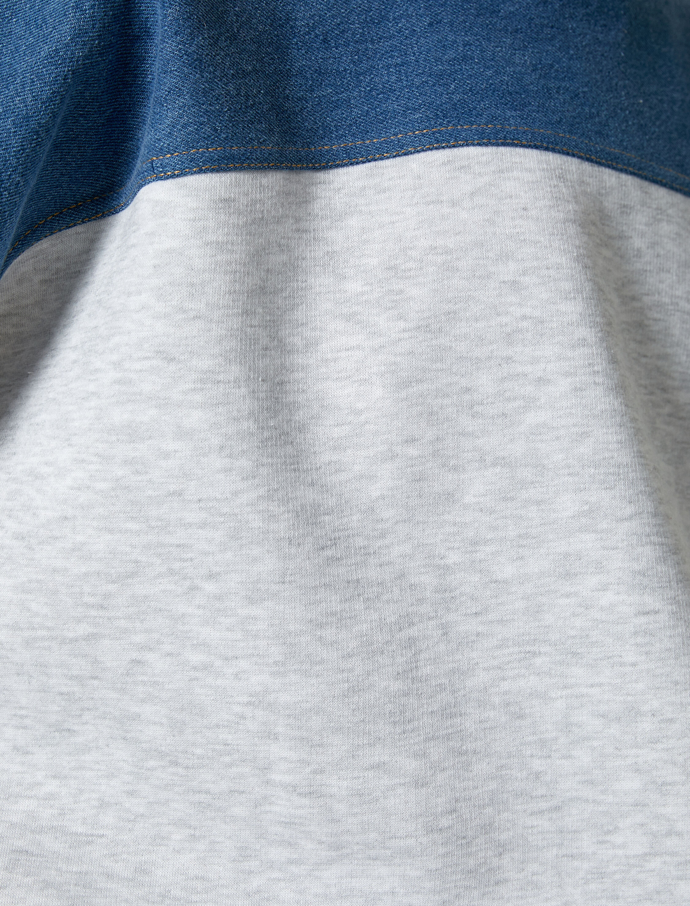   Şardonlu Kot Detaylı Sweatshirt Bisiklet Yaka Arkası Fermuar Detaylı