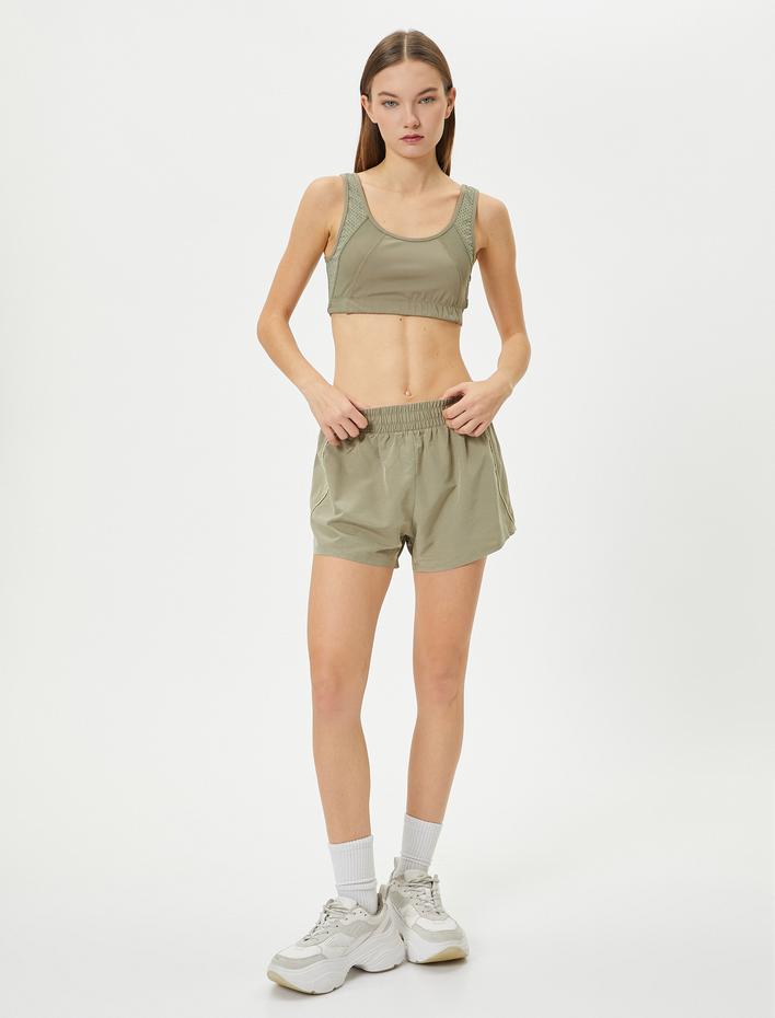  Koşu Şortu Mini Boy Yüksek Bel Biye Detaylı