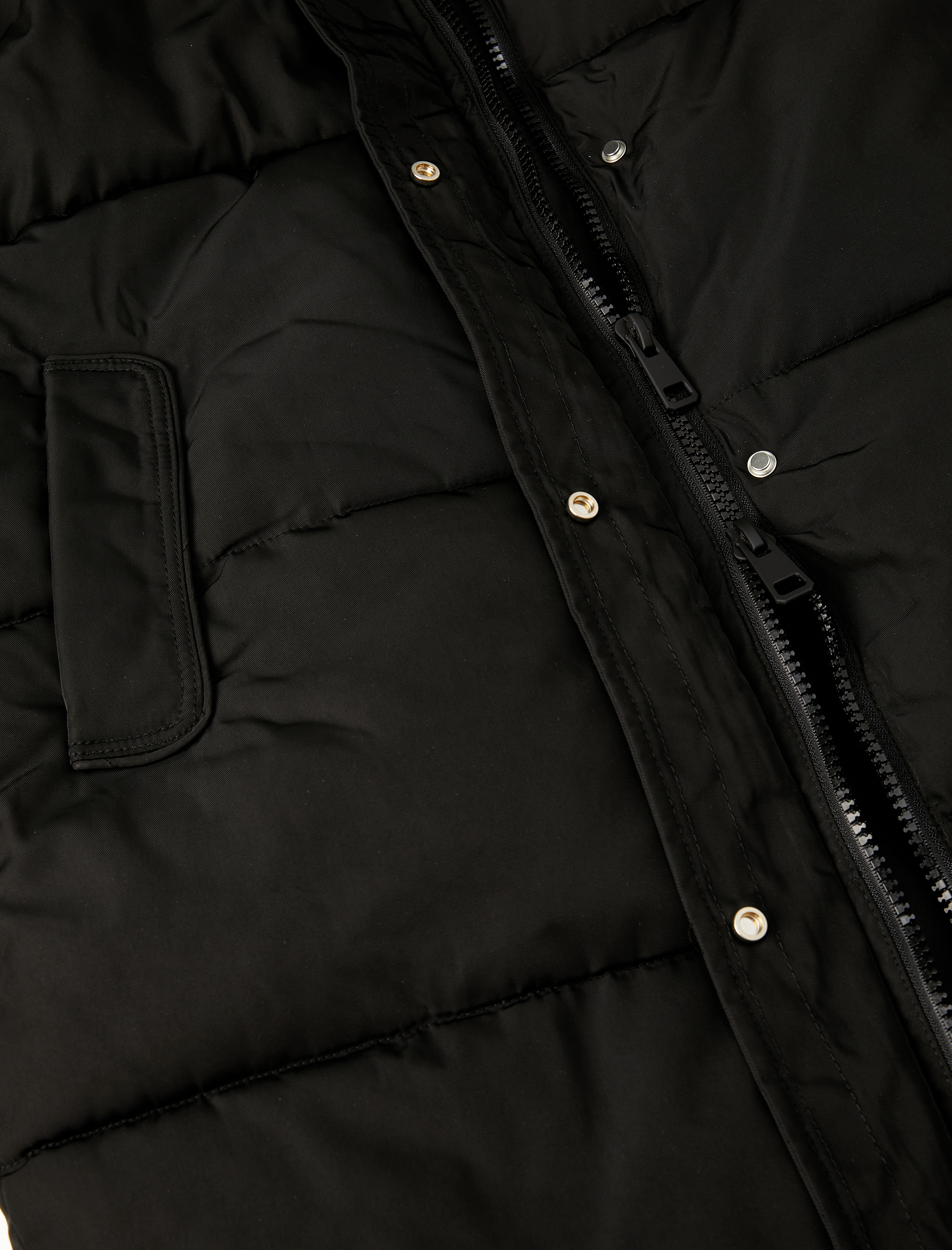   Şişme Uzun Mont Kapüşonlu Fermuarlı Çıtçıt Kapamalı Rüzgar Kapaklı Cepli