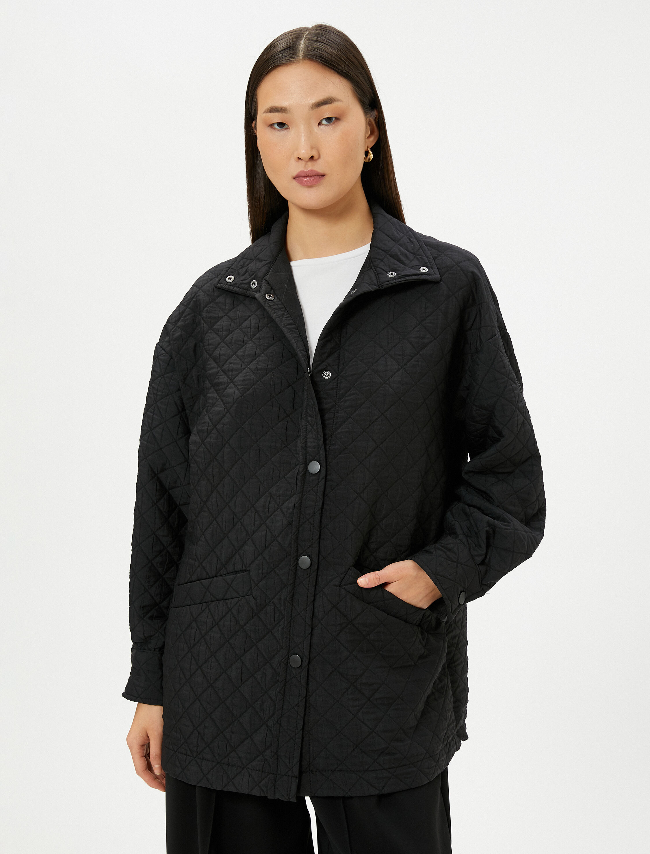   Kapitone Ceket Cepli Çıtçıt Düğmeli Regular Fit