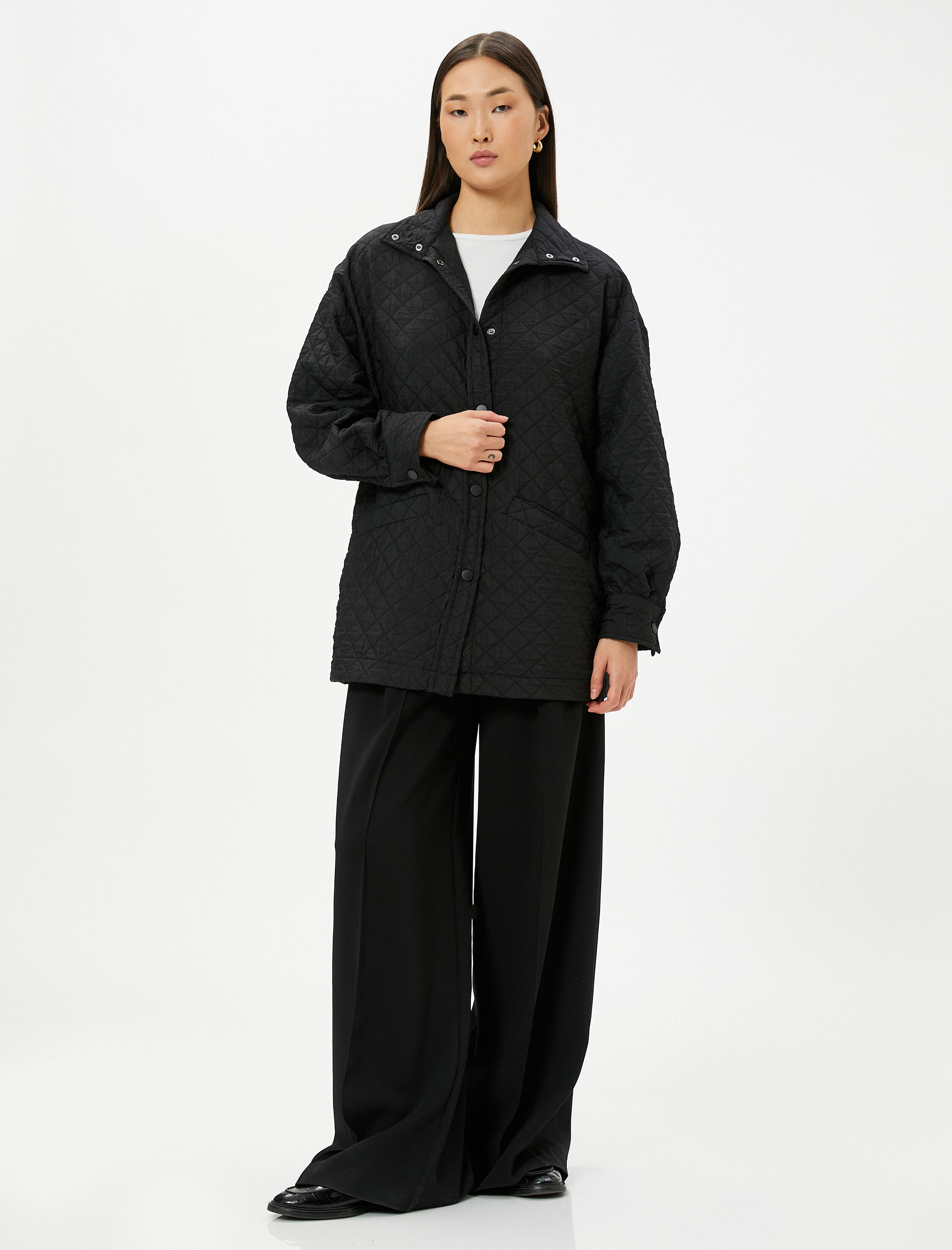   Kapitone Ceket Cepli Çıtçıt Düğmeli Regular Fit