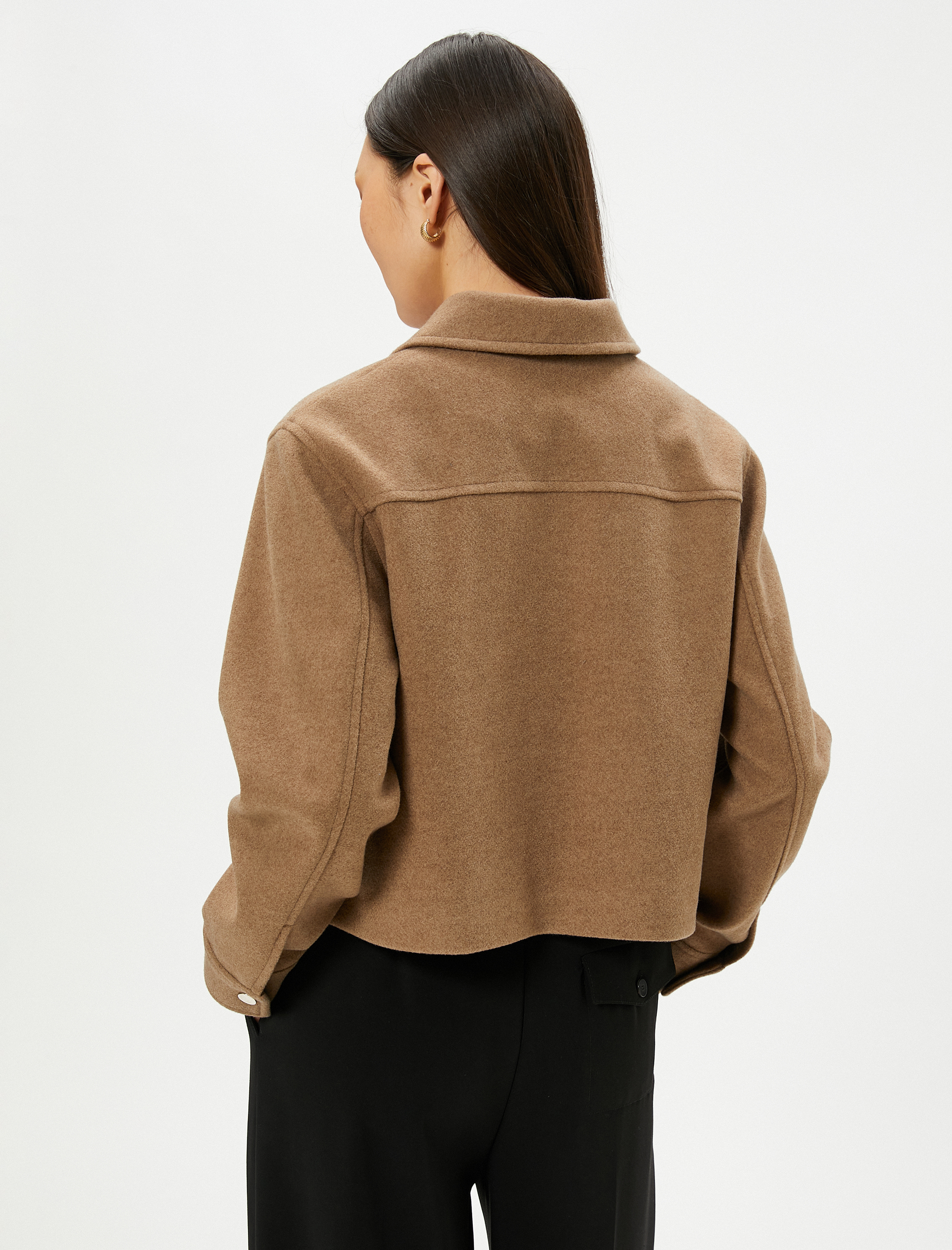 Crop Ceket Büyük Cepli Çıtçıt Düğmeli