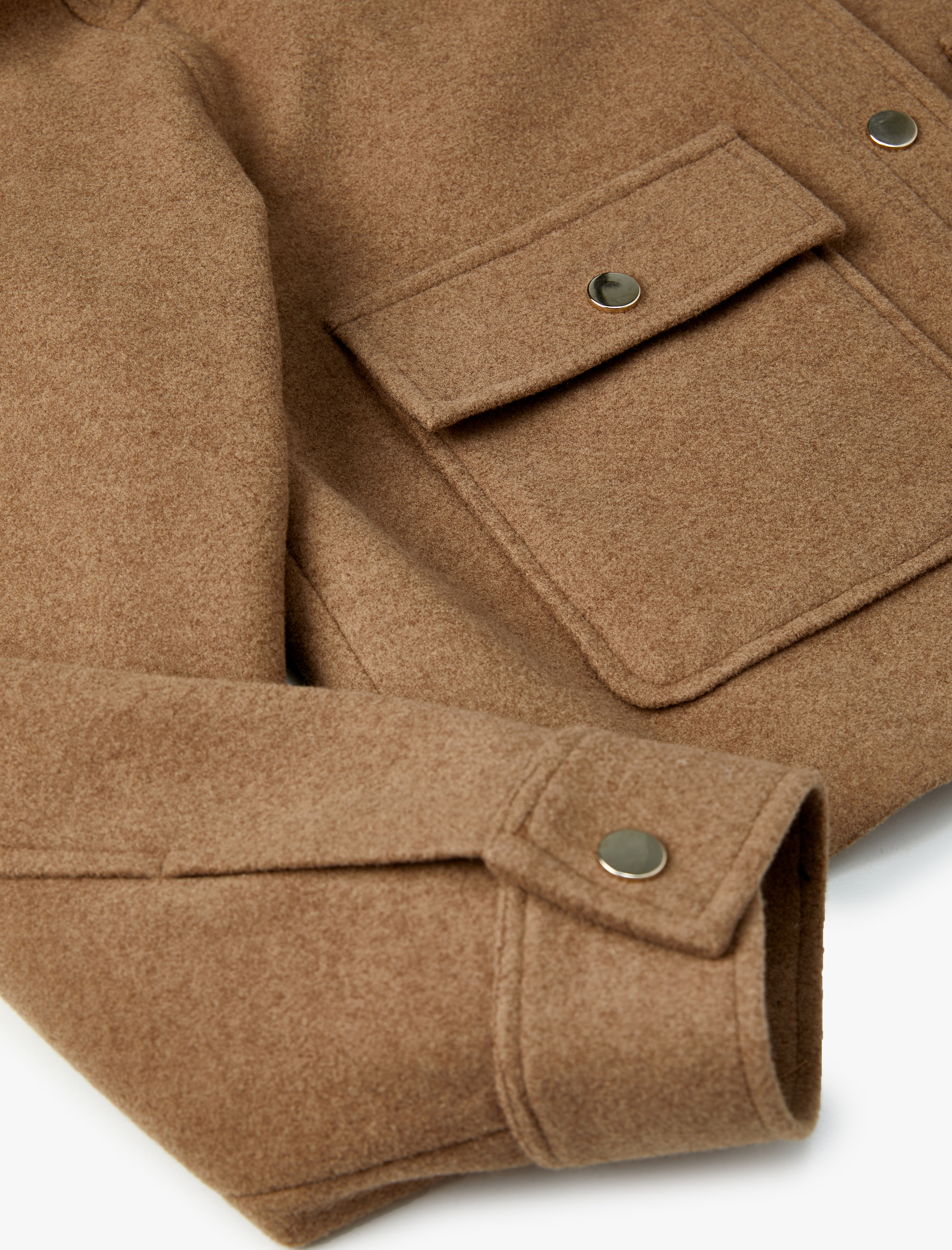 Crop Ceket Büyük Cepli Çıtçıt Düğmeli