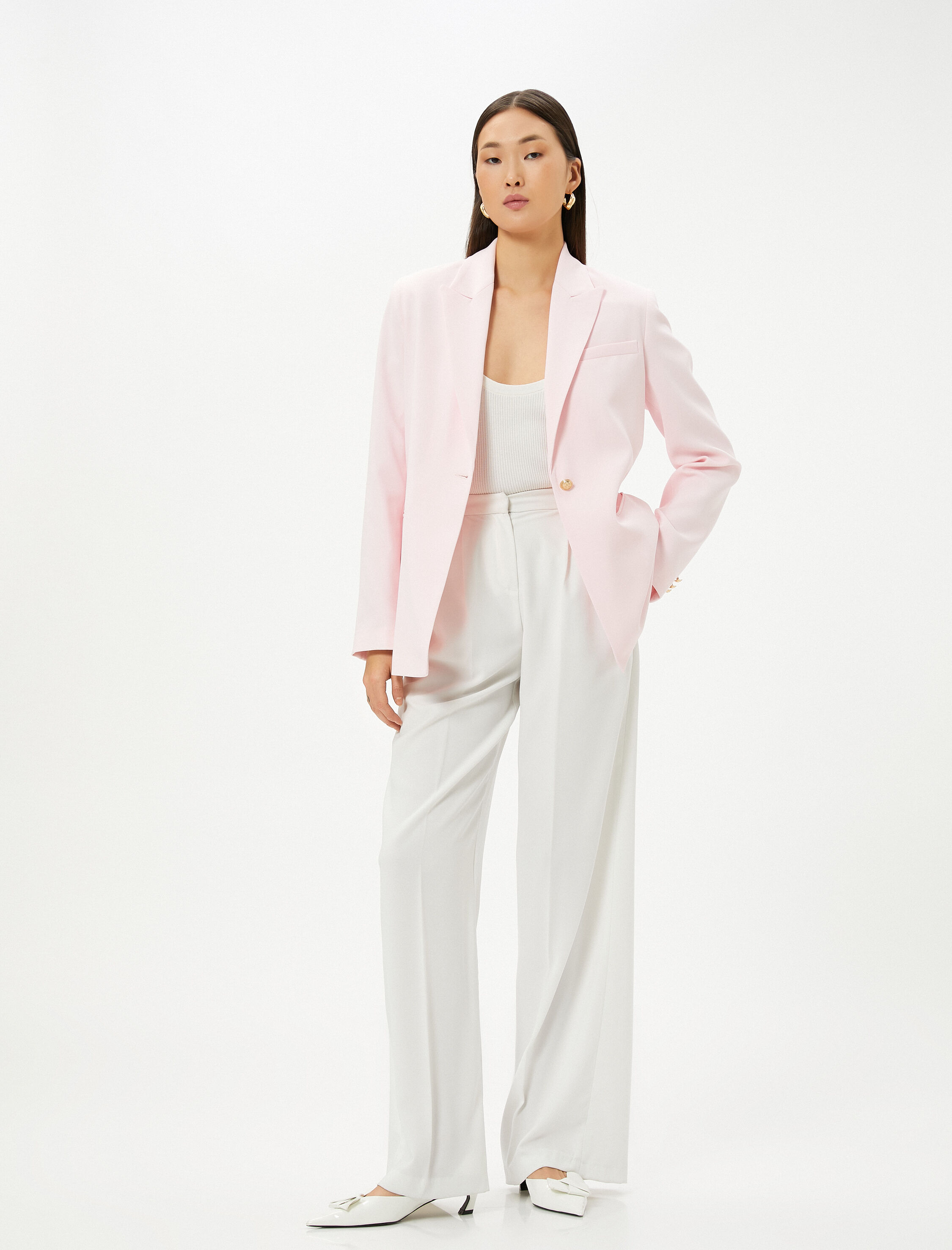   Blazer Ceket Tek Düğmeli Fleto Cepli