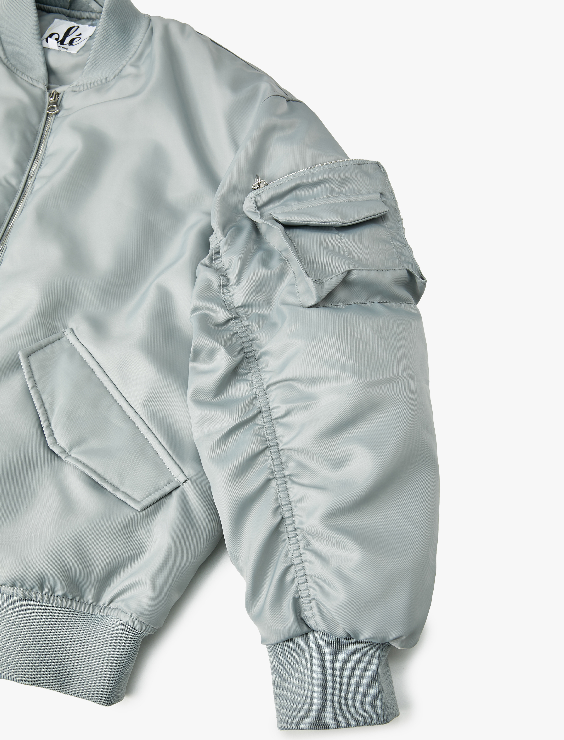   Bomber Ceket Kapaklı Çift Cep Kolej Yaka Fermuarlı