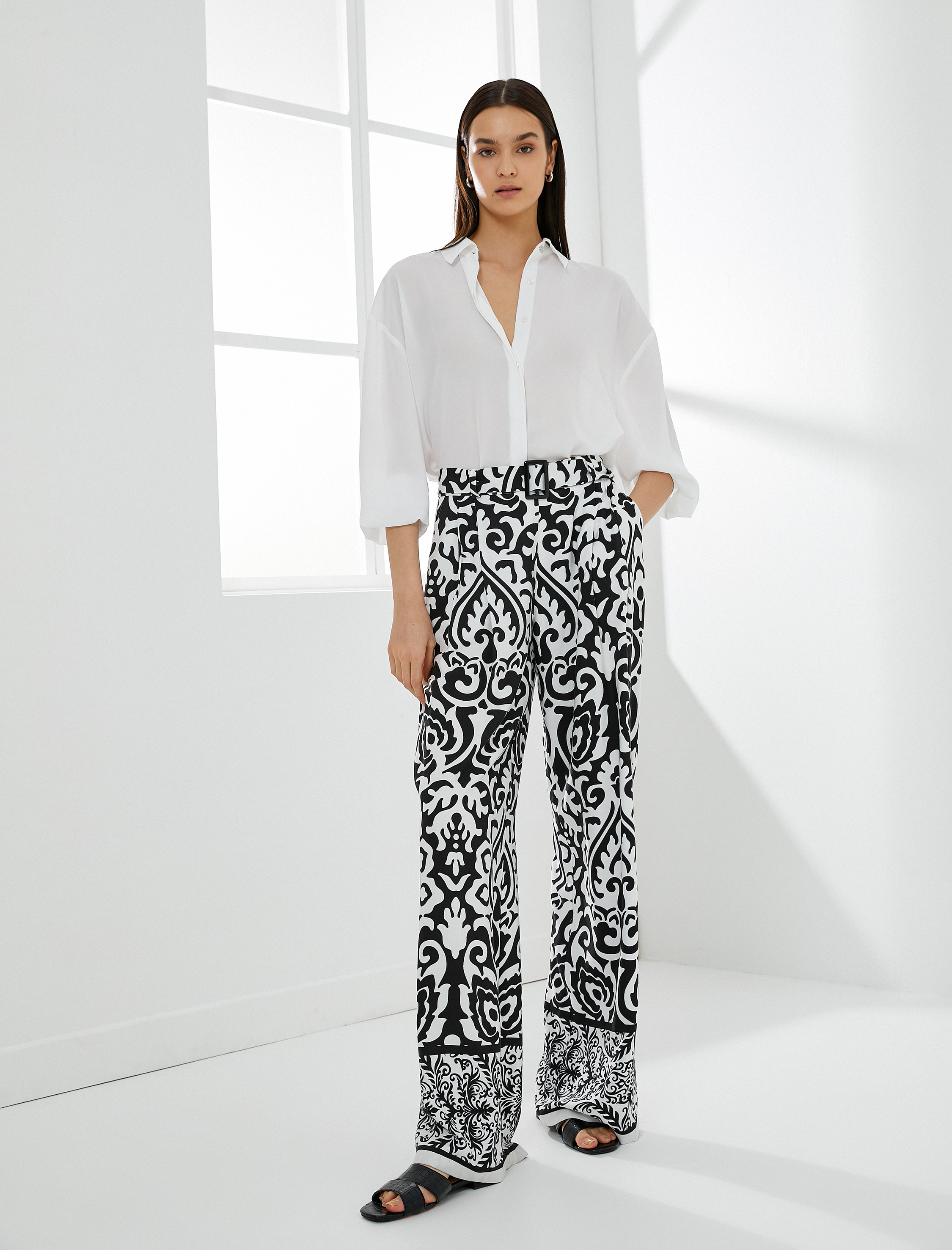   Palazzo Pantolon Bol Paça Etnik Desenli Cepli