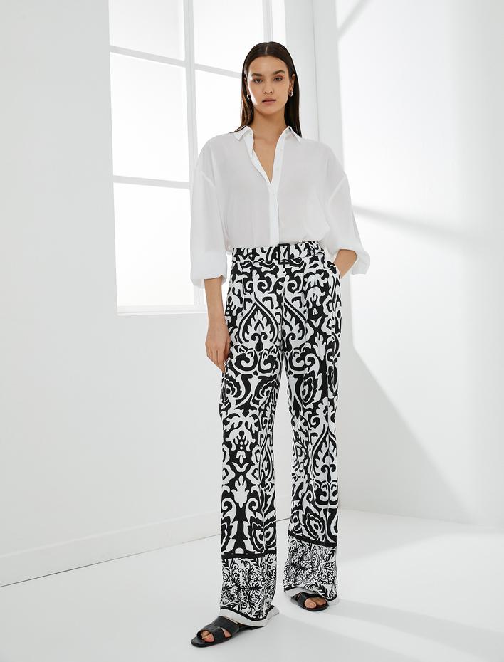  Palazzo Pantolon Bol Paça Etnik Desenli Cepli