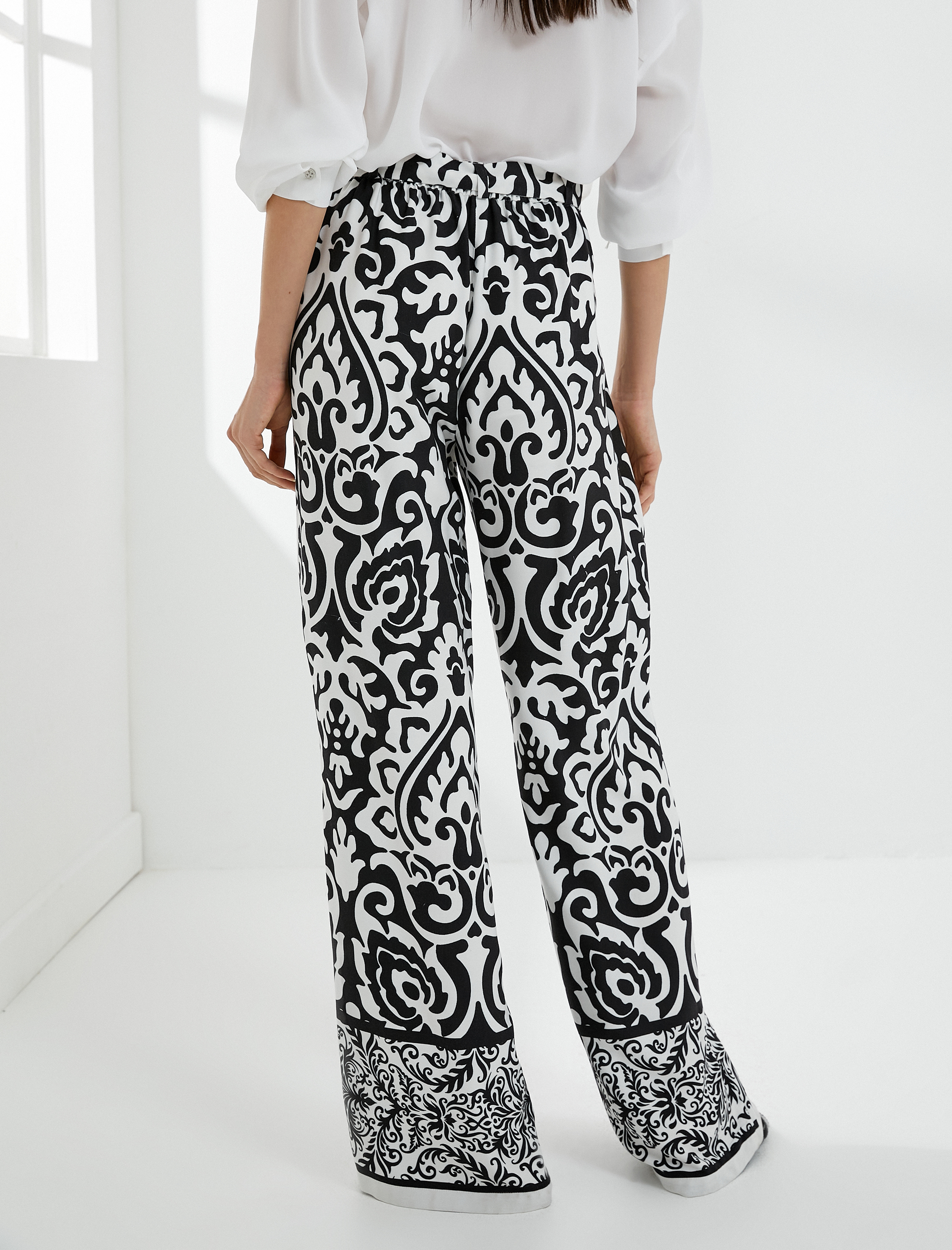   Palazzo Pantolon Bol Paça Etnik Desenli Cepli