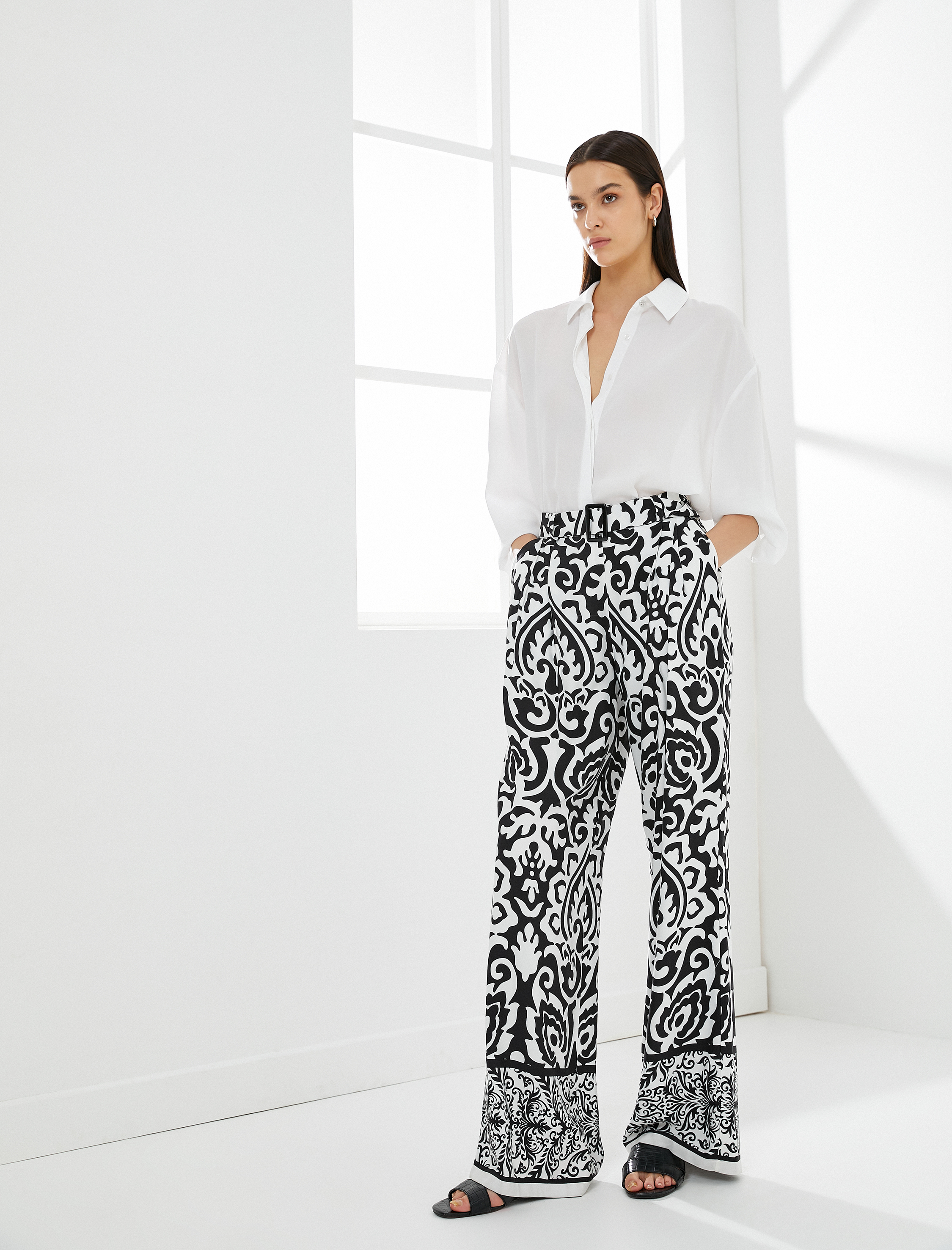   Palazzo Pantolon Bol Paça Etnik Desenli Cepli