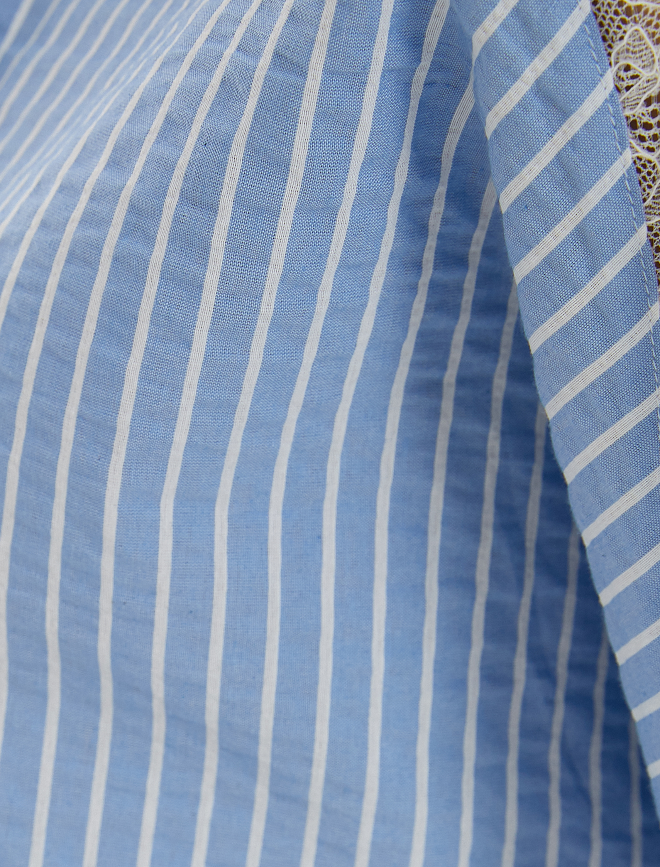   Dantel Detaylı Gömlek Uzun Kollu Düğmeli Manşet Yaka