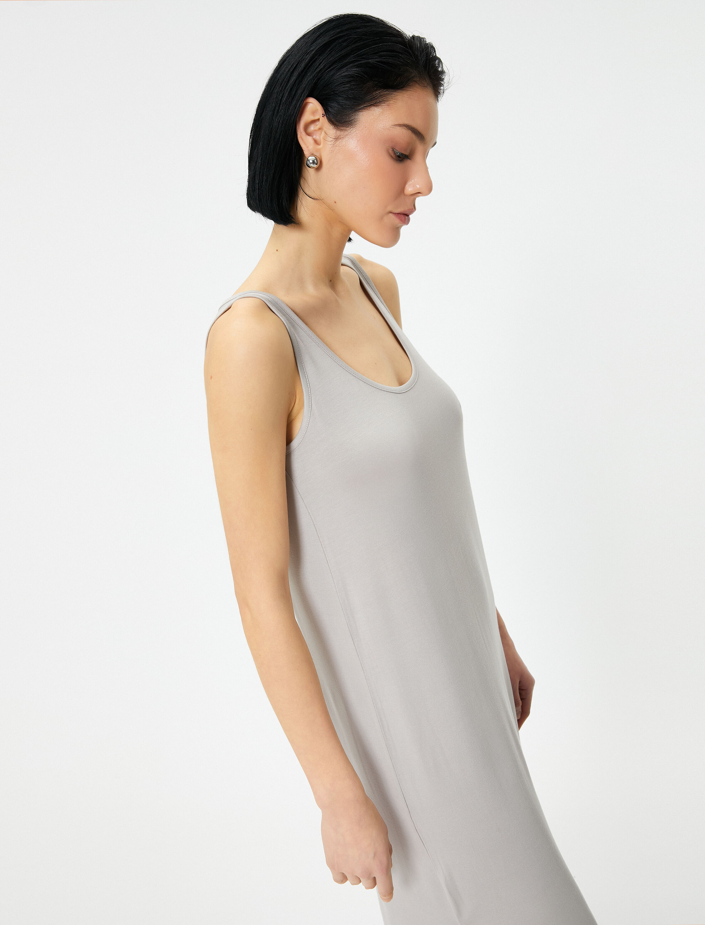   Gecelik Askılı U Yaka Yırtmaçlı Modal