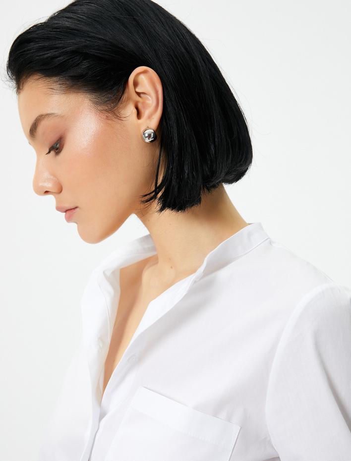  Klasik Gömlek Uzun Kollu Düğmeli Cep Detaylı