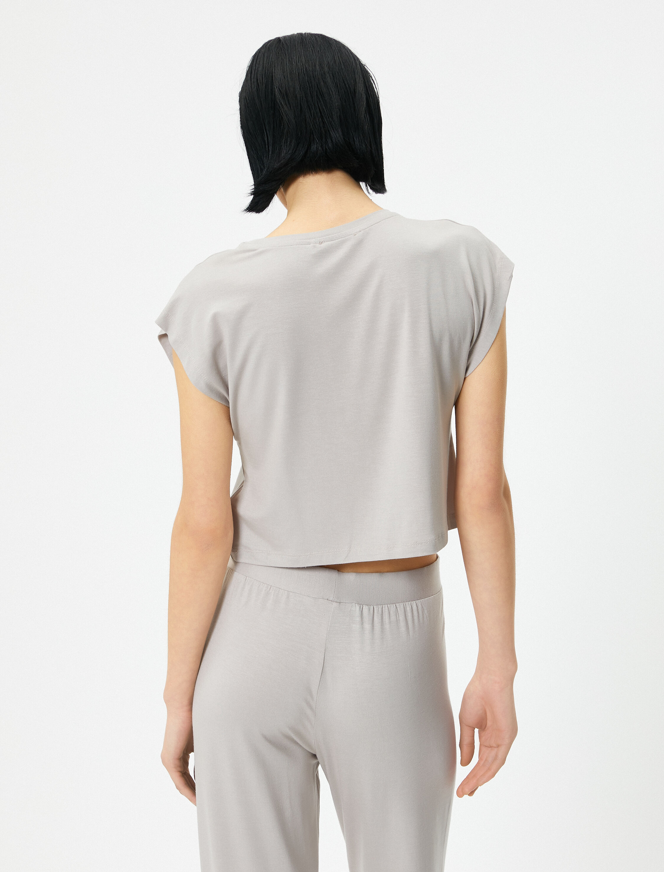   Pijama Üstü Modal Bisiklet Yaka Kısa Kollu