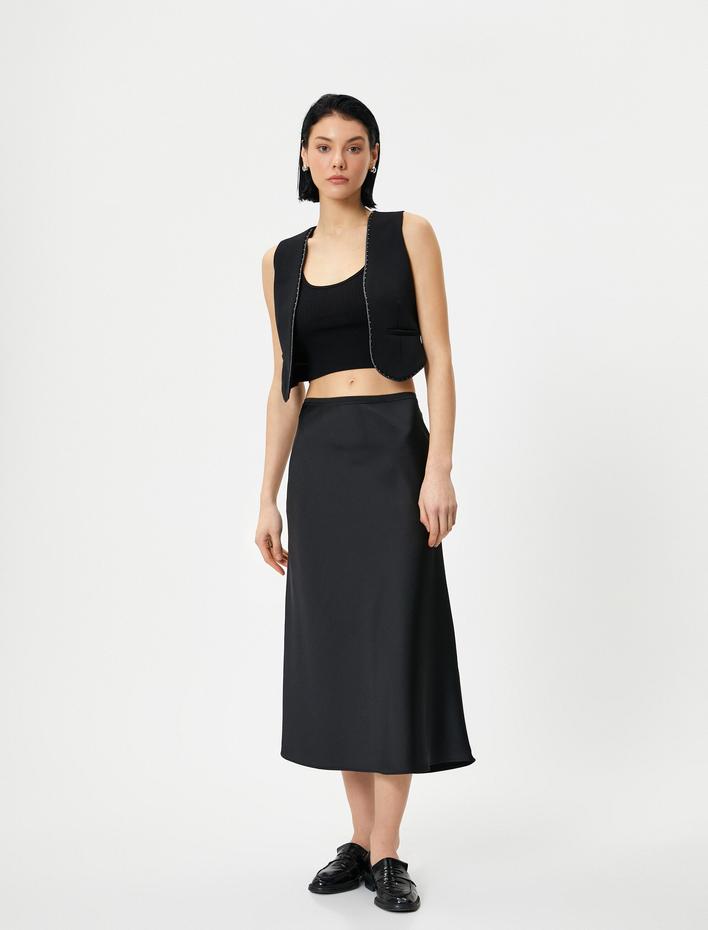  Midi Saten Etek Kloş Normal Bel
