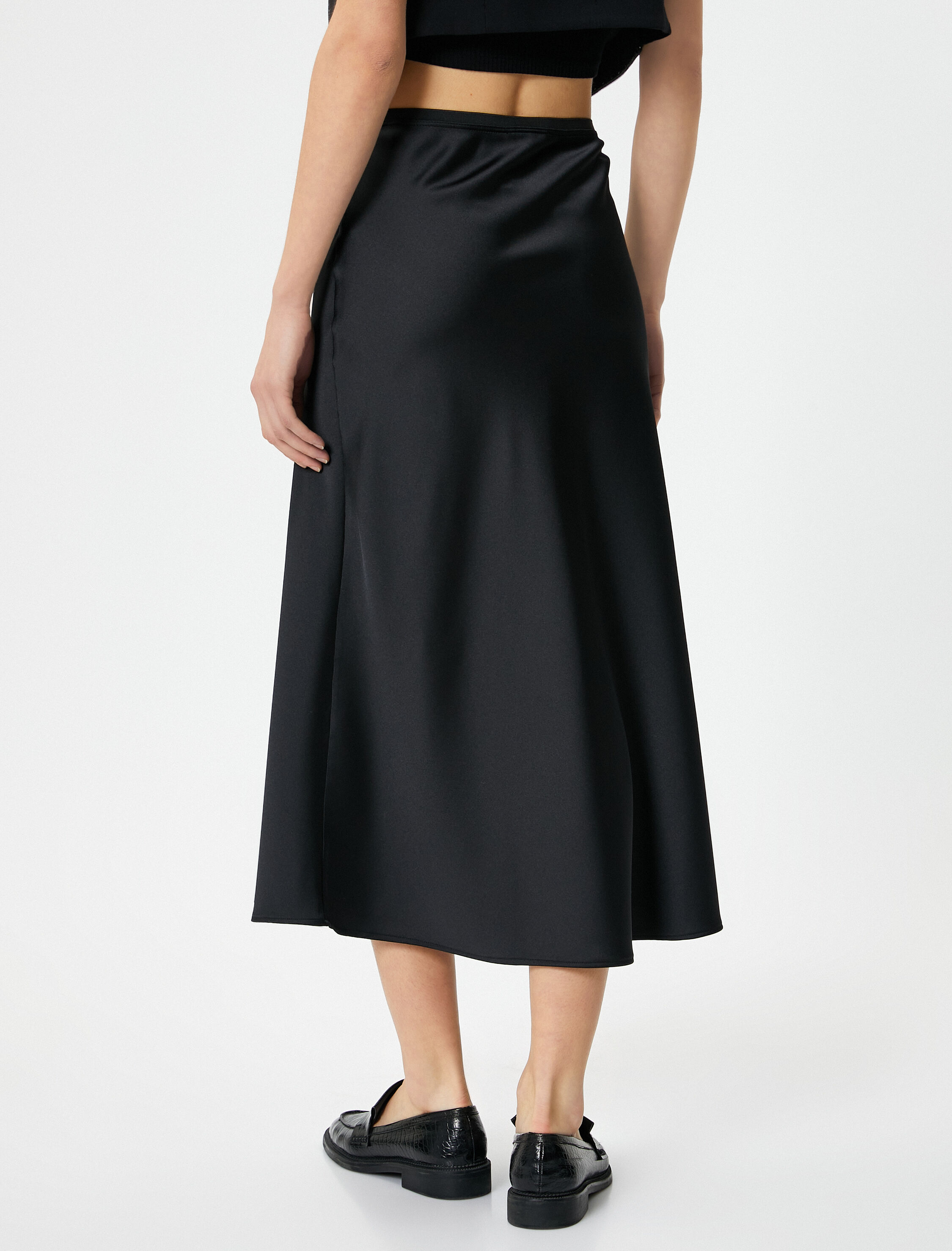   Midi Saten Etek Kloş Normal Bel