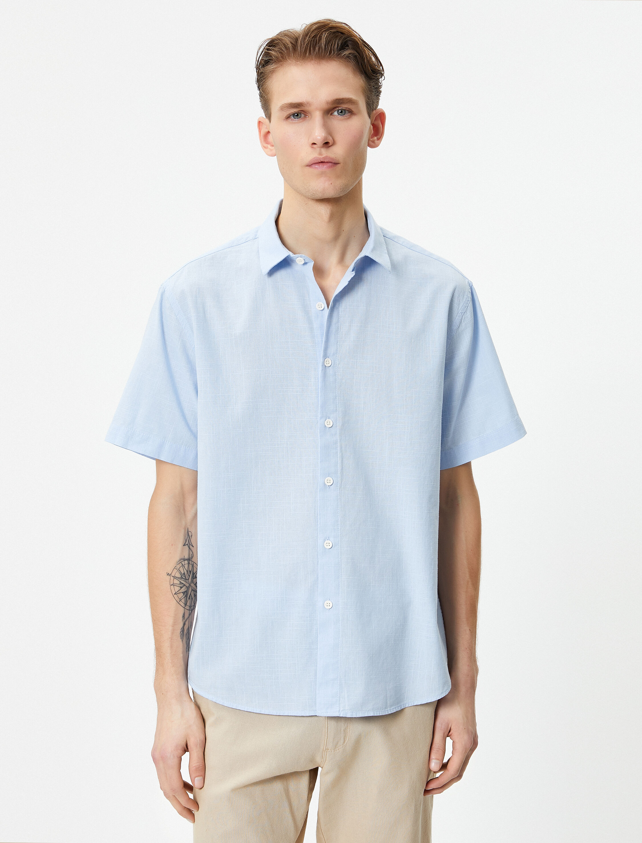   Yazlık Gömlek Kısa Kollu Klasik Yaka Düğmeli Regular Fit