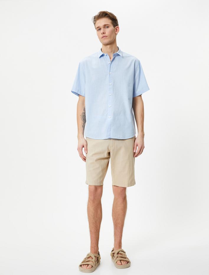  Yazlık Gömlek Kısa Kollu Klasik Yaka Düğmeli Regular Fit