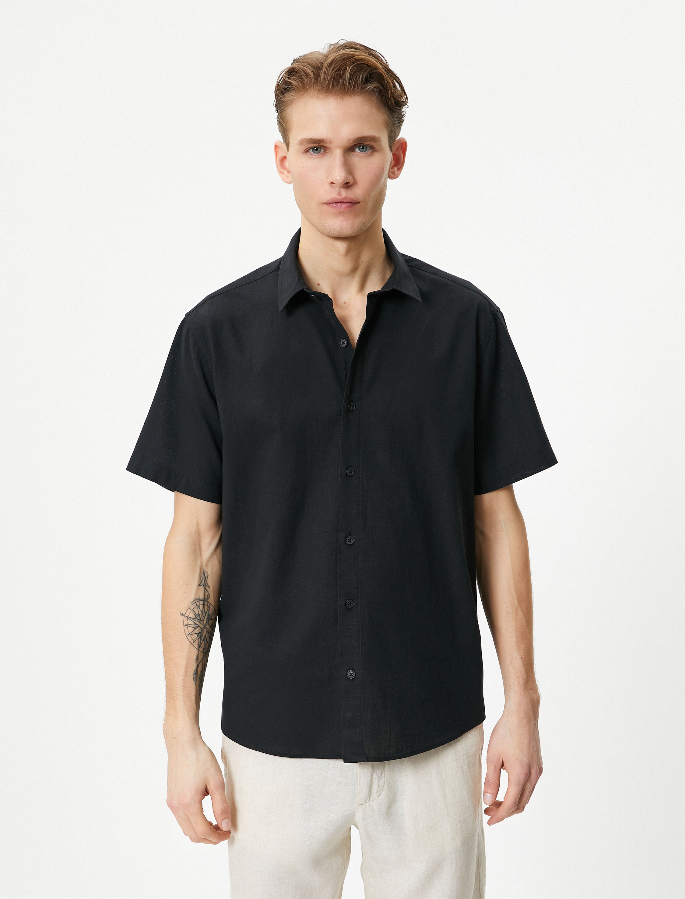   Yazlık Gömlek Kısa Kollu Klasik Yaka Düğmeli Regular Fit