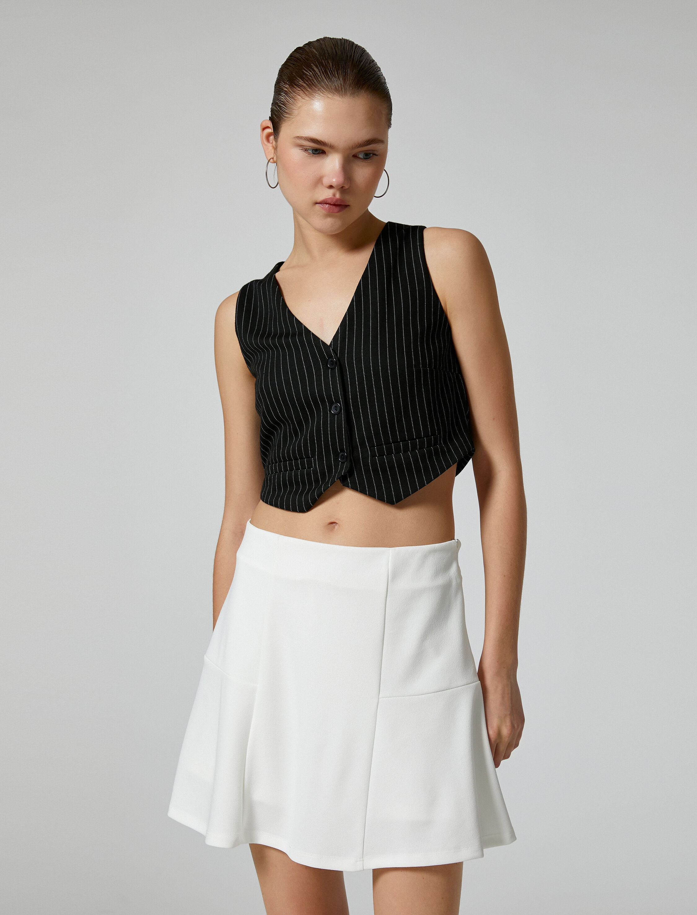   Mini Şort Etek A Kesim Yüksek Bel Rahat Kesim