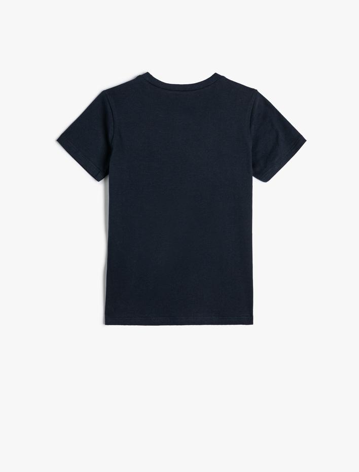 Erkek Çocuk Tişört Tropik Baskılı Kısa Kollu Bisiklet Yaka Pamuklu