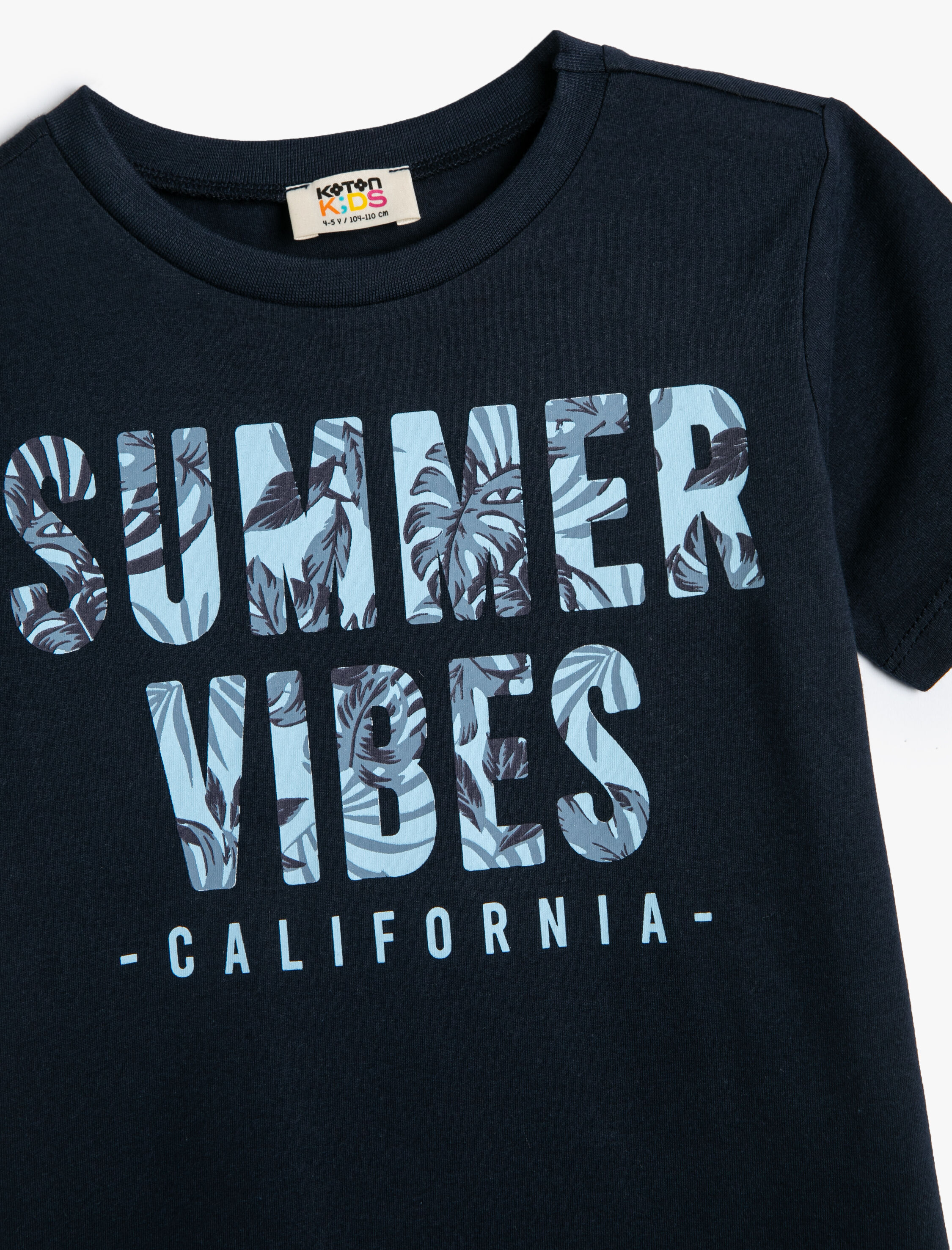  Erkek Çocuk Tişört Tropik Baskılı Kısa Kollu Bisiklet Yaka Pamuklu