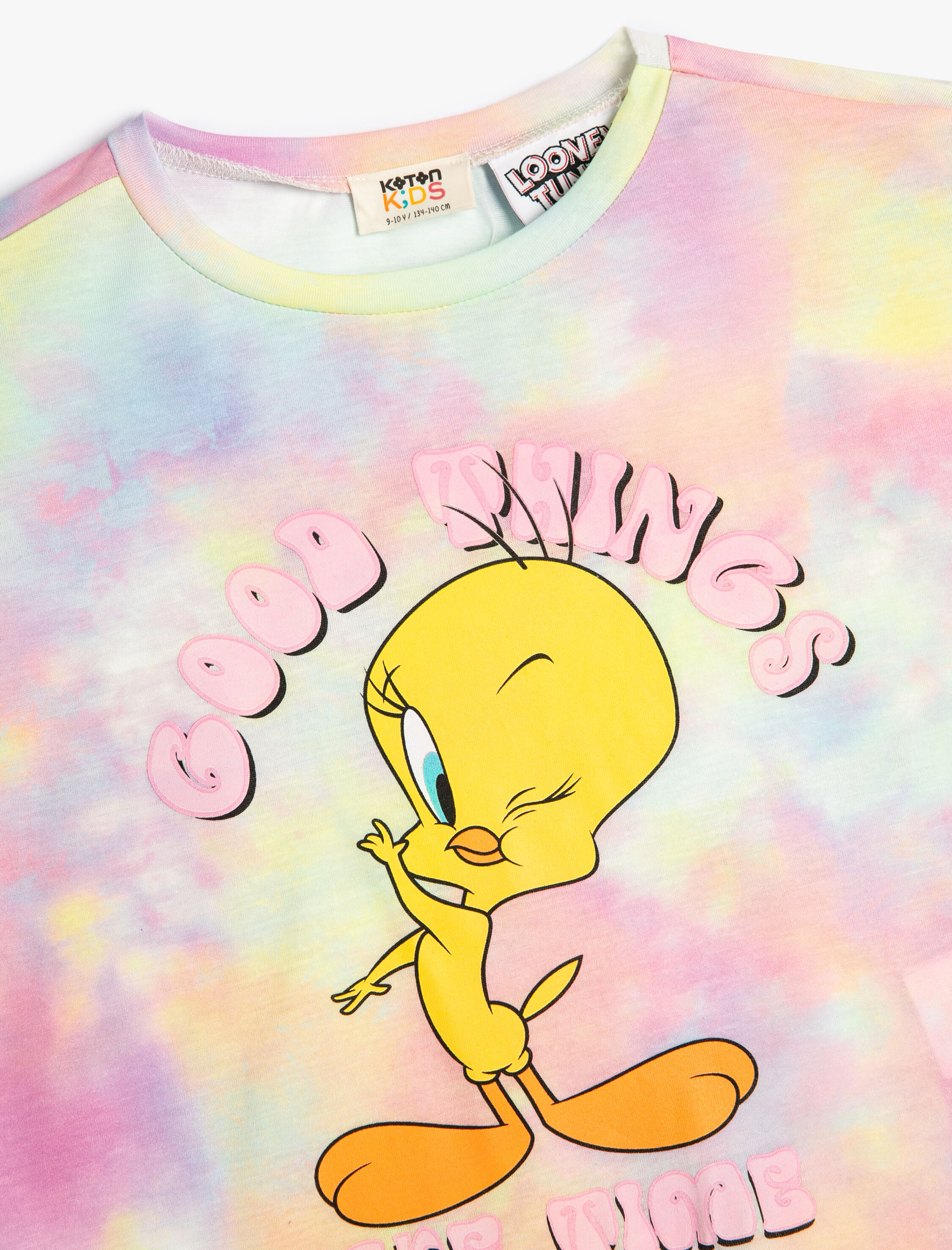 Kız Çocuk Tişört Tweety Baskılı Lisanslı Kısa Kollu Batik Desenli
