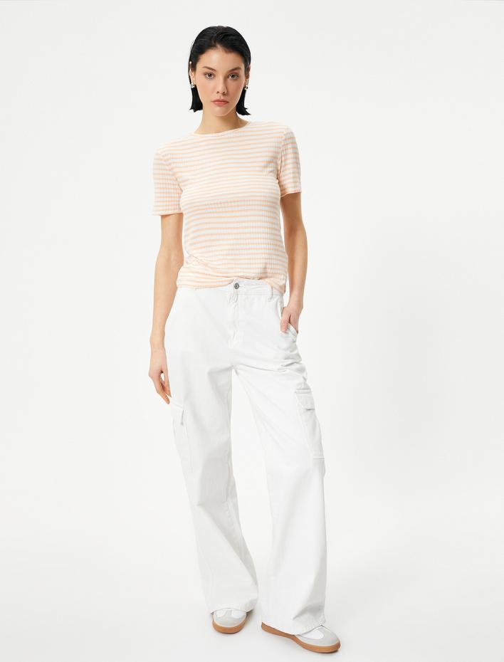  Basic Tişört Kısa Kollu Bisiklet Yaka Fitilli