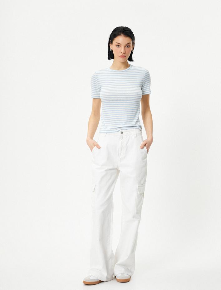  Basic Tişört Kısa Kollu Bisiklet Yaka Fitilli