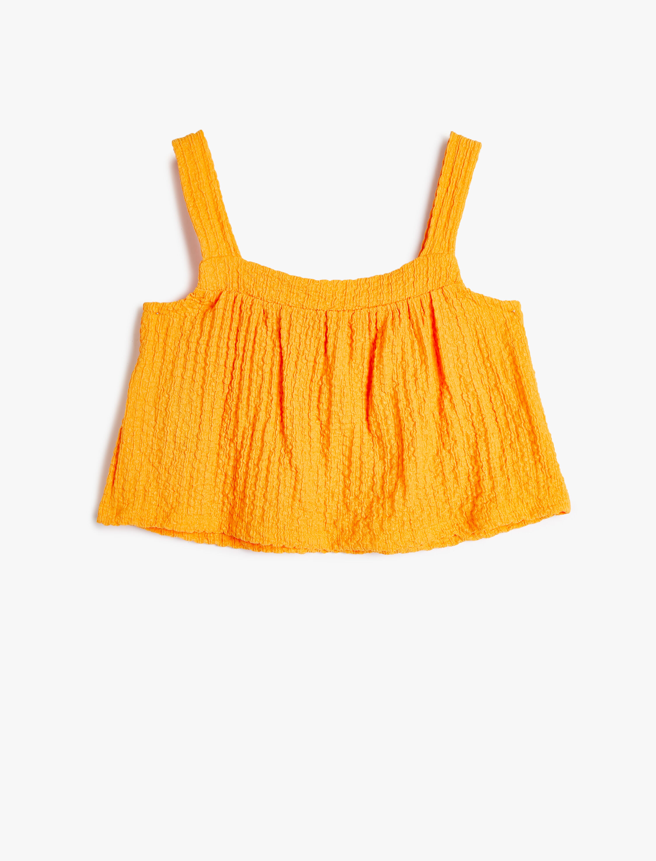  Kız Çocuk Crop Atlet Kalın Askılı Dokulu