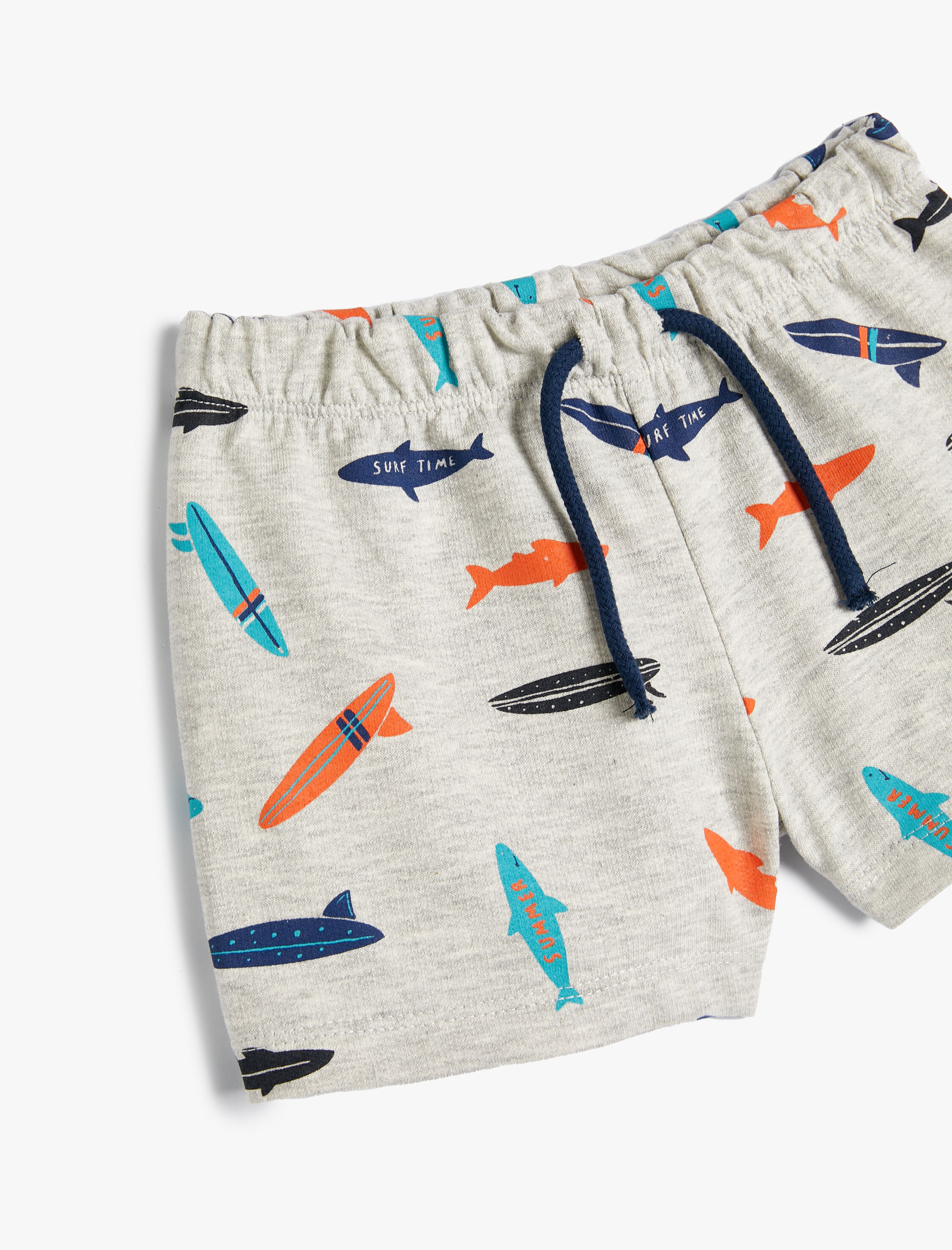 Erkek Bebek Şort Beli Bağlamalı Köpek Balığı Baskılı