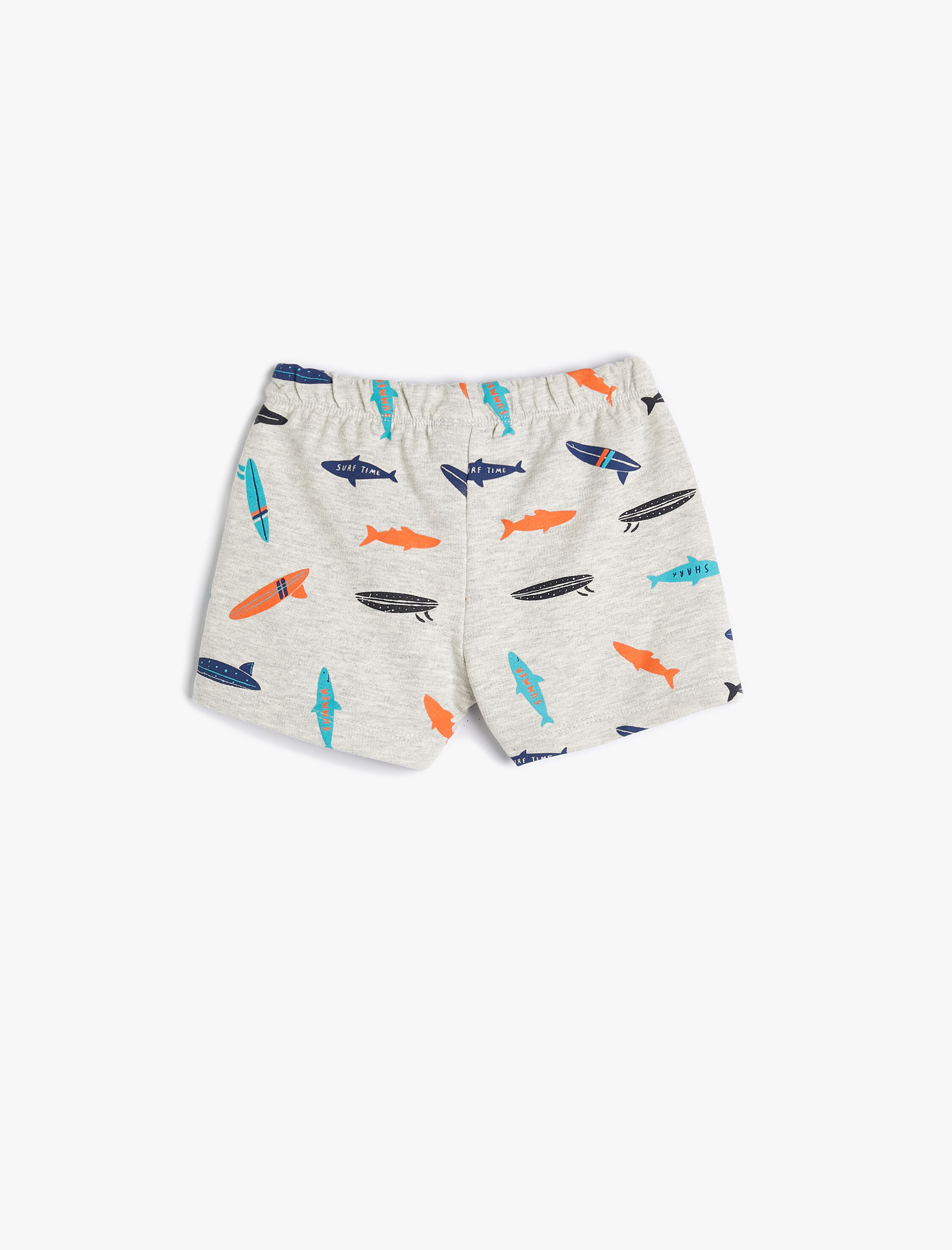 Erkek Bebek Şort Beli Bağlamalı Köpek Balığı Baskılı