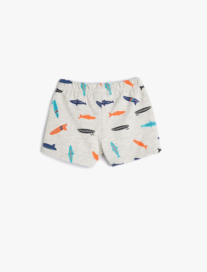 Erkek Bebek Şort Beli Bağlamalı Köpek Balığı Baskılı