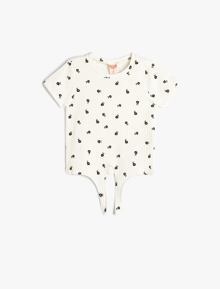 Kız Bebek Tişört Kısa Kollu Yuvarlak Yaka Ribanalı Pamuklu