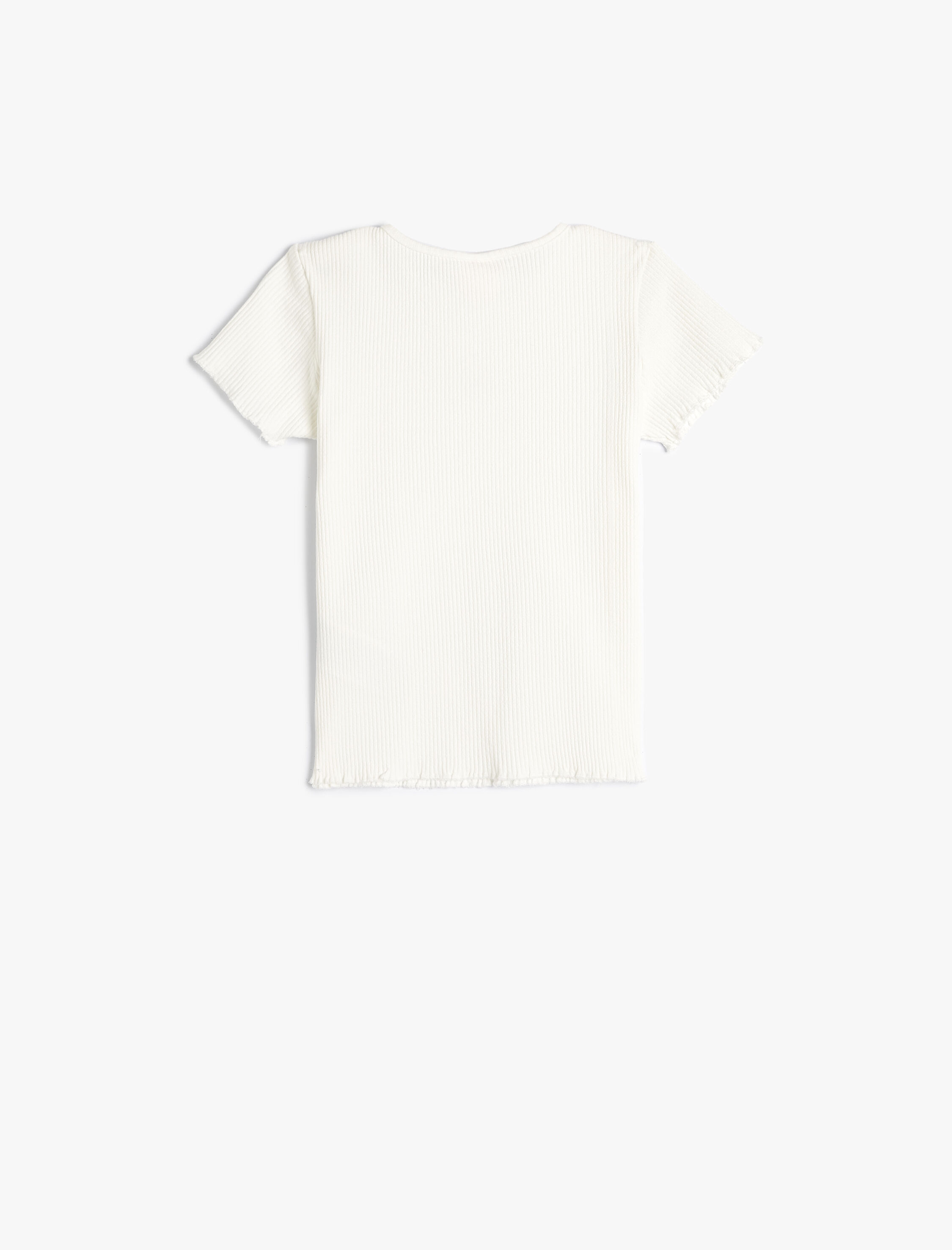  Kız Bebek Tişört Kısa Kollu Çiçek İşlemeli Bisiklet Yaka Pamuklu